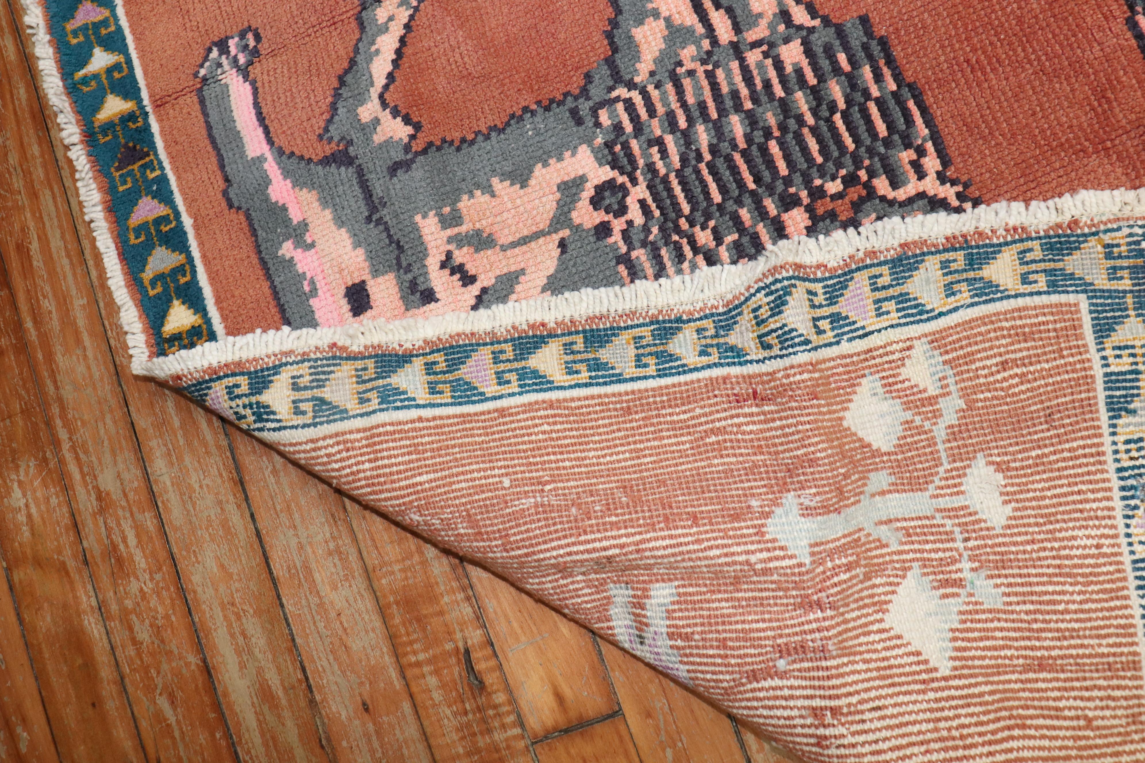 Folk Art Zabihi Collection Persian Pictorial Animal Rug For Sale