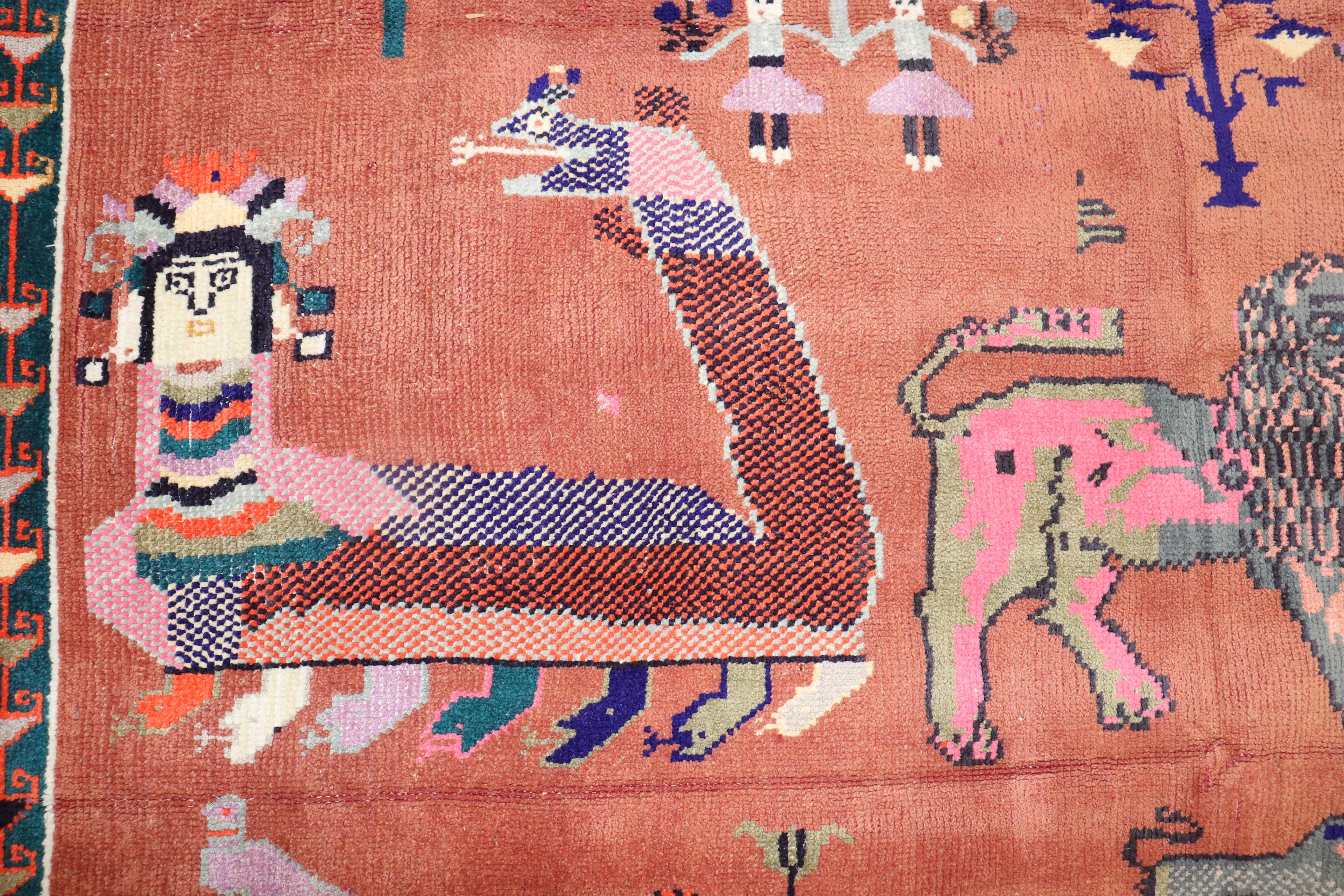 20th Century Zabihi Collection Persian Pictorial Animal Rug For Sale
