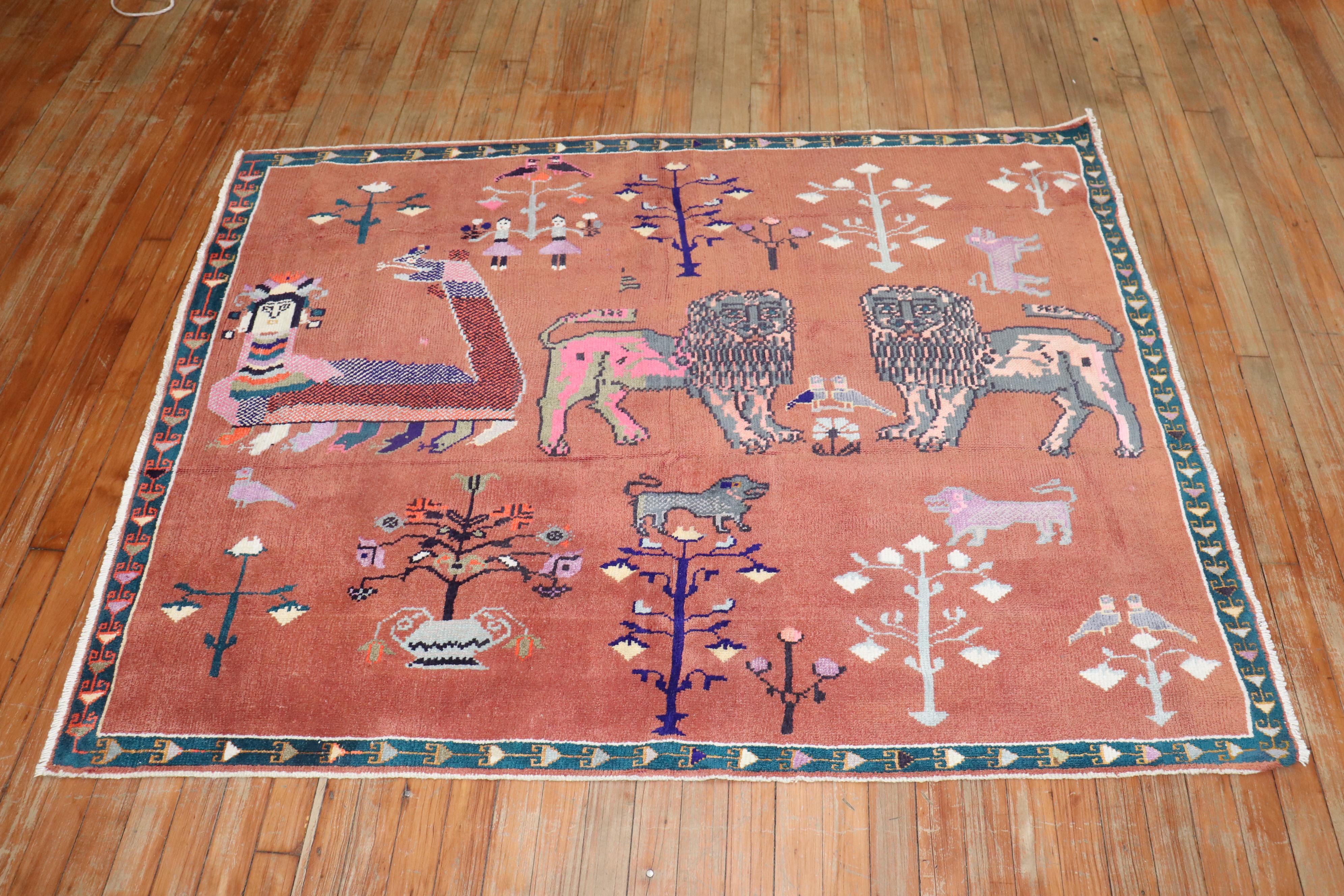 Zabihi Collection Persian Pictorial Animal Rug For Sale 2