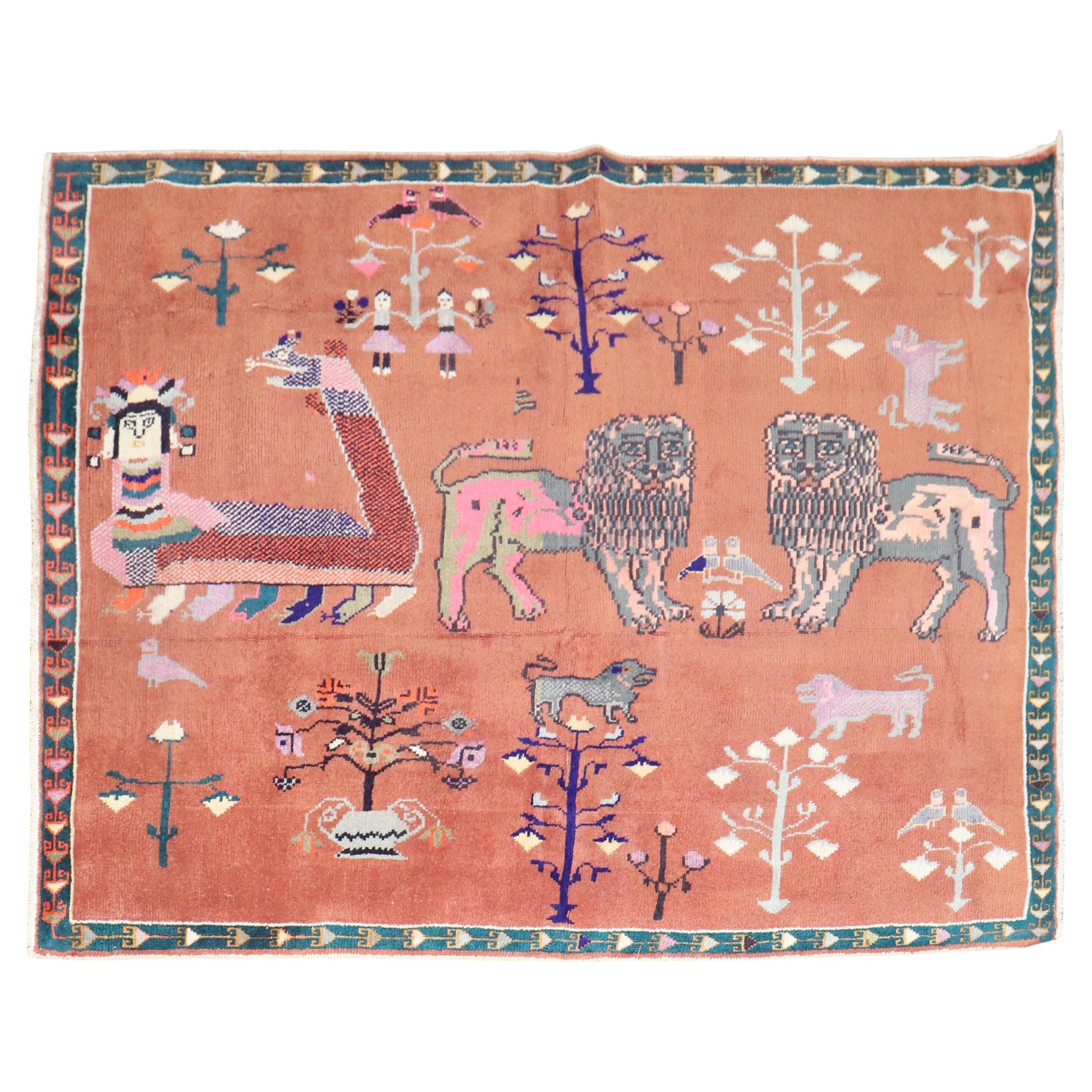 Zabihi Collection Persian Pictorial Animal Rug