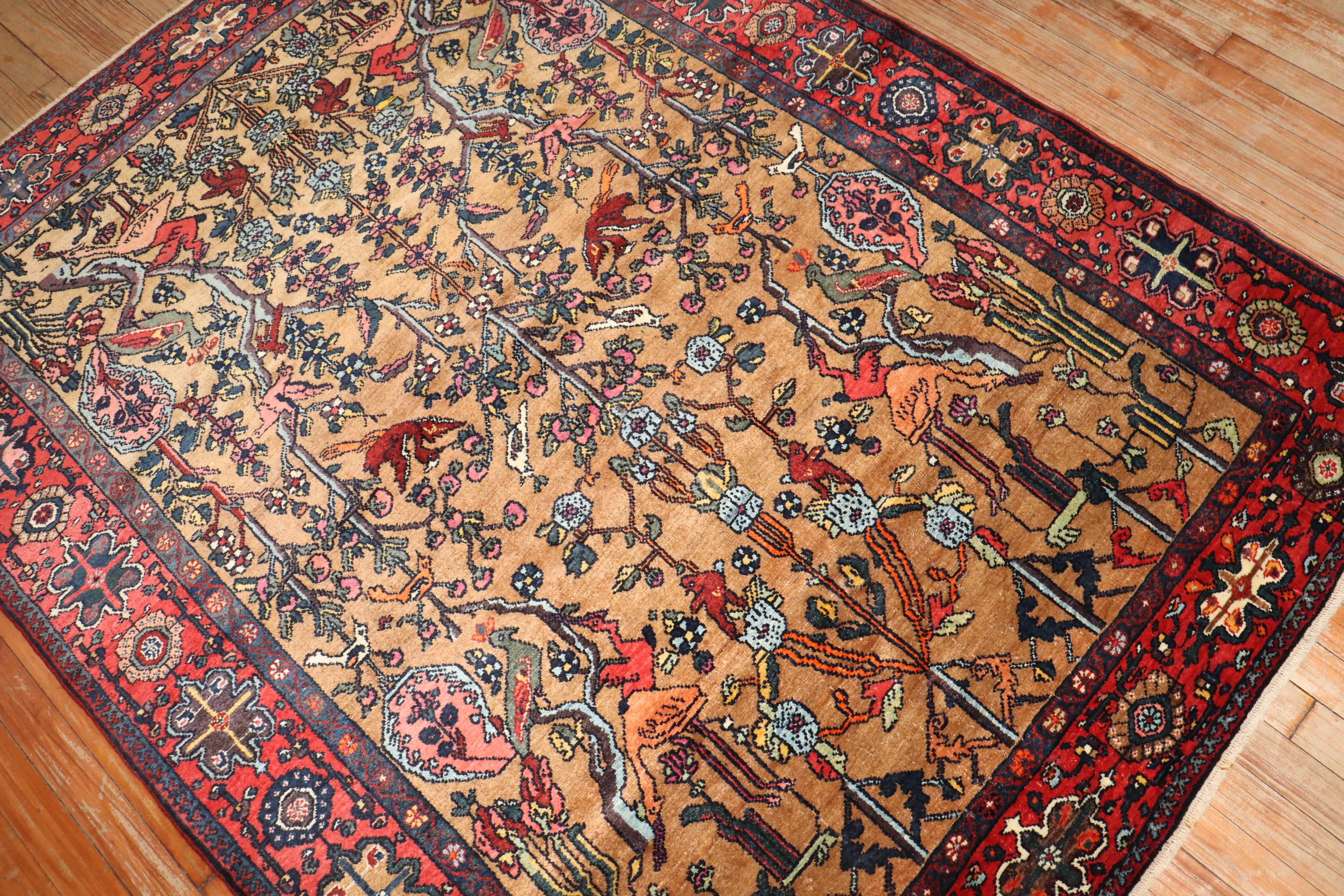 Hand-Knotted Zabihi Collection Persian Pictorial Rug For Sale