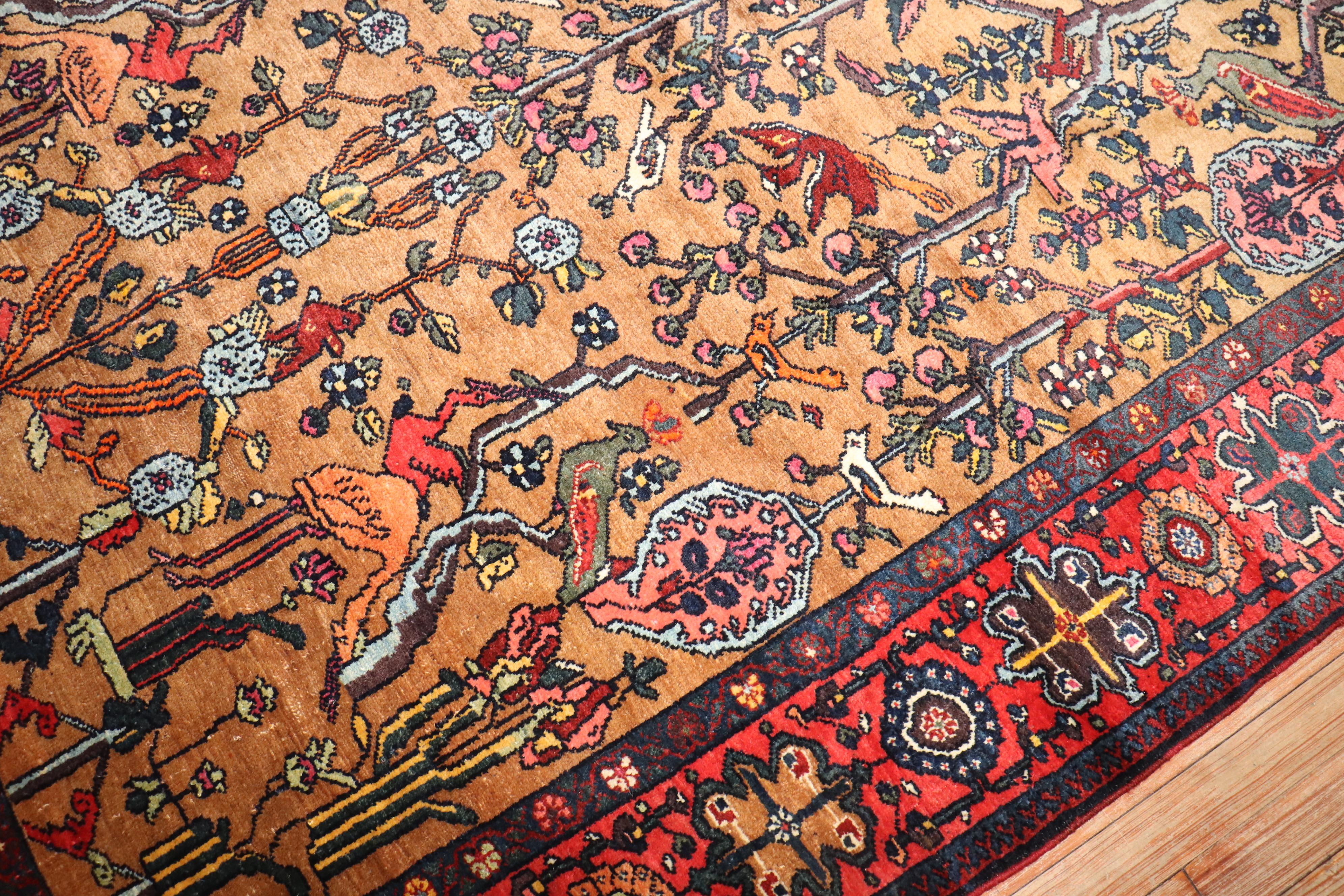 Zabihi Collection Persian Pictorial Rug In Good Condition For Sale In New York, NY