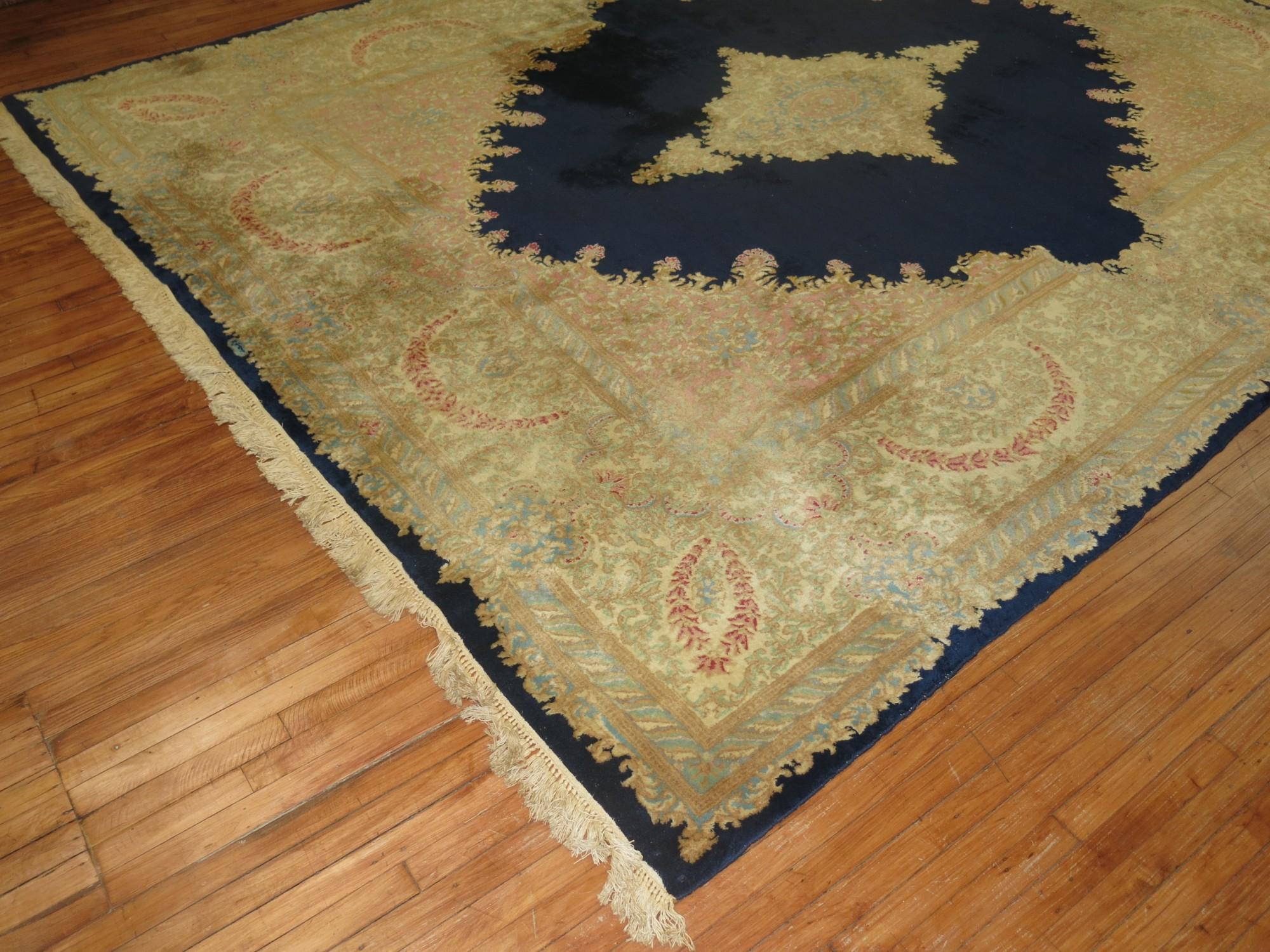 Wool Zabihi Collection Persian Signed Kerman Rug For Sale