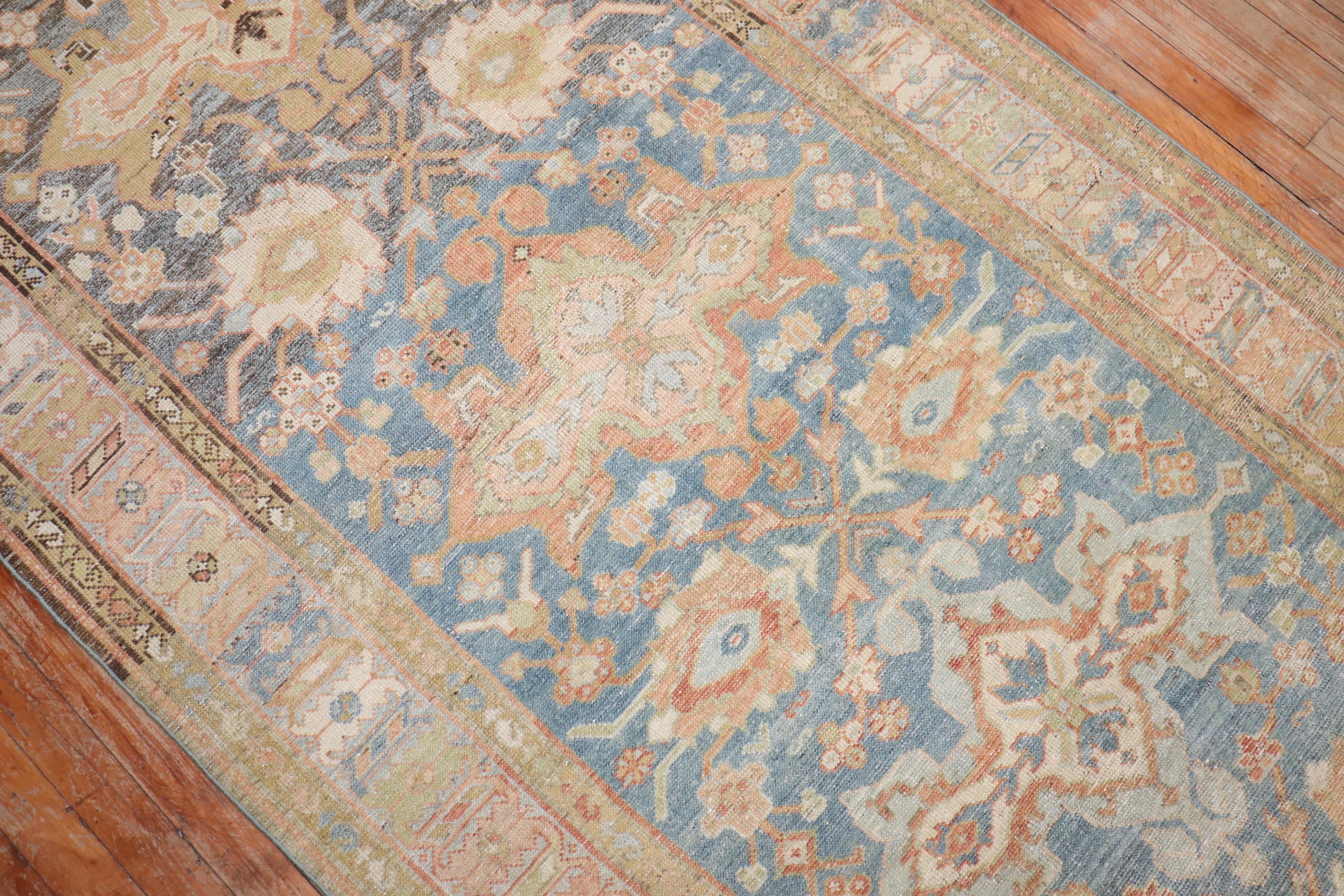 Hand-Knotted Zabihi Collection Persian Wide Antique Runner For Sale