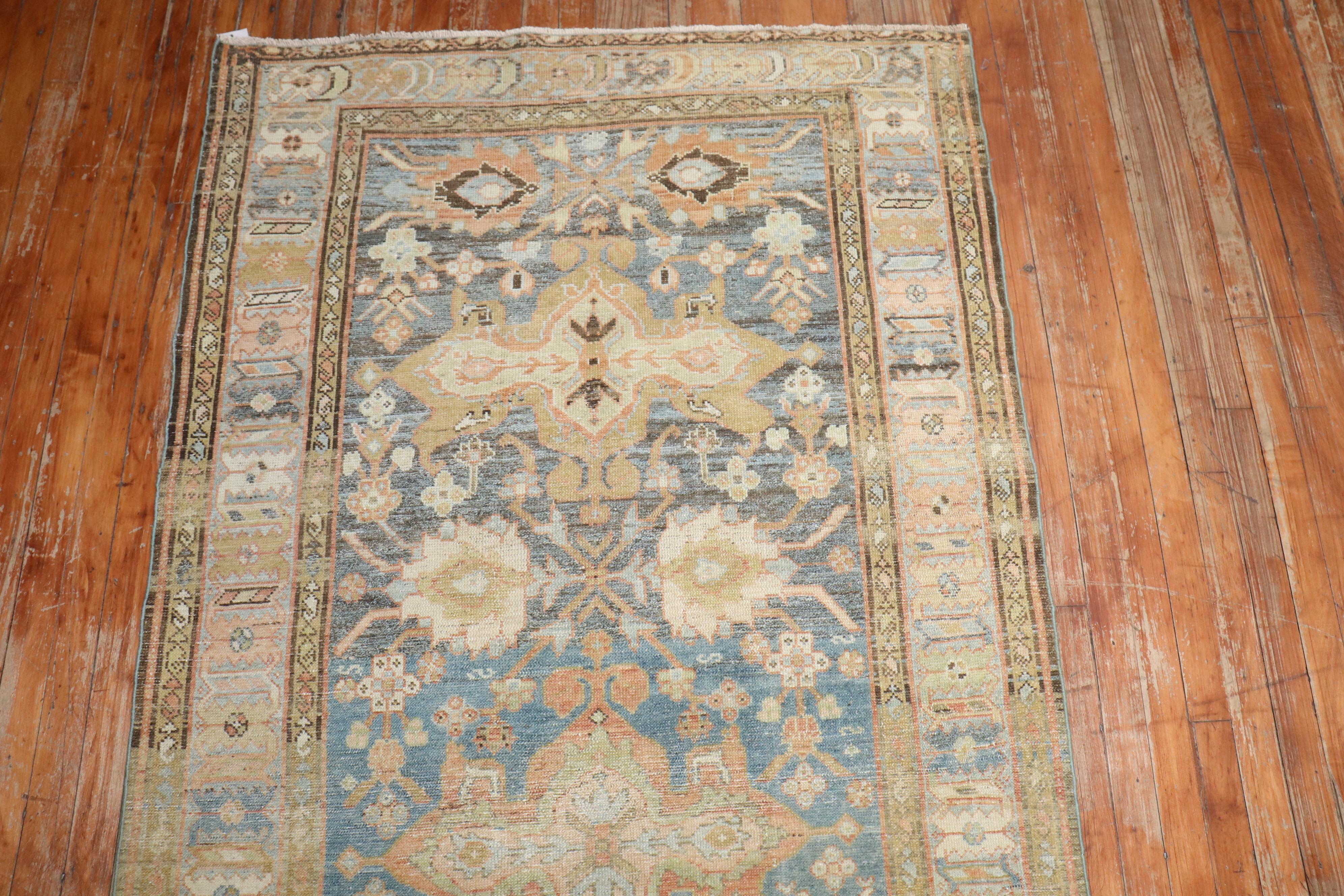 Zabihi Collection Persian Wide Antique Runner In Good Condition For Sale In New York, NY