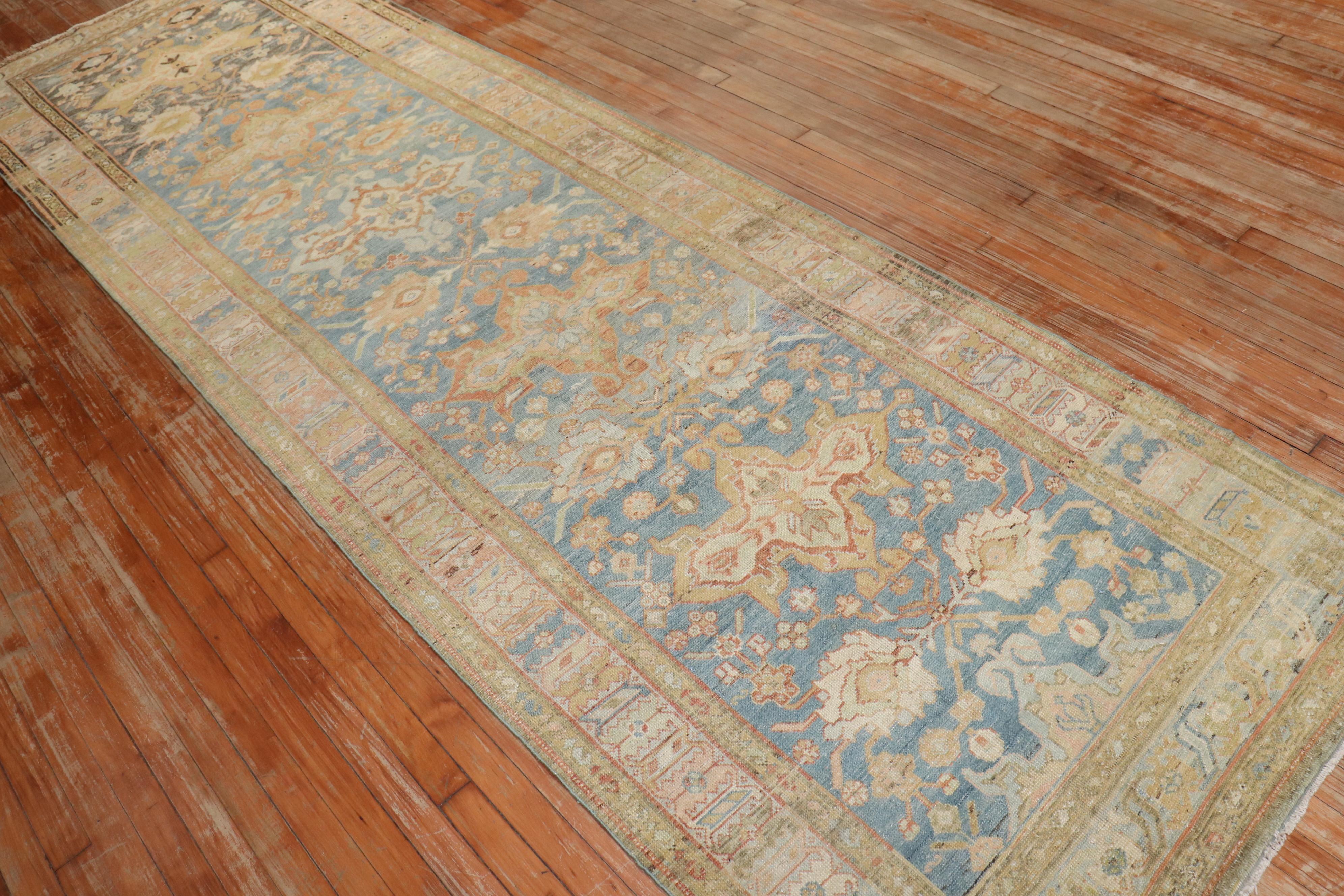 Wool Zabihi Collection Persian Wide Antique Runner For Sale