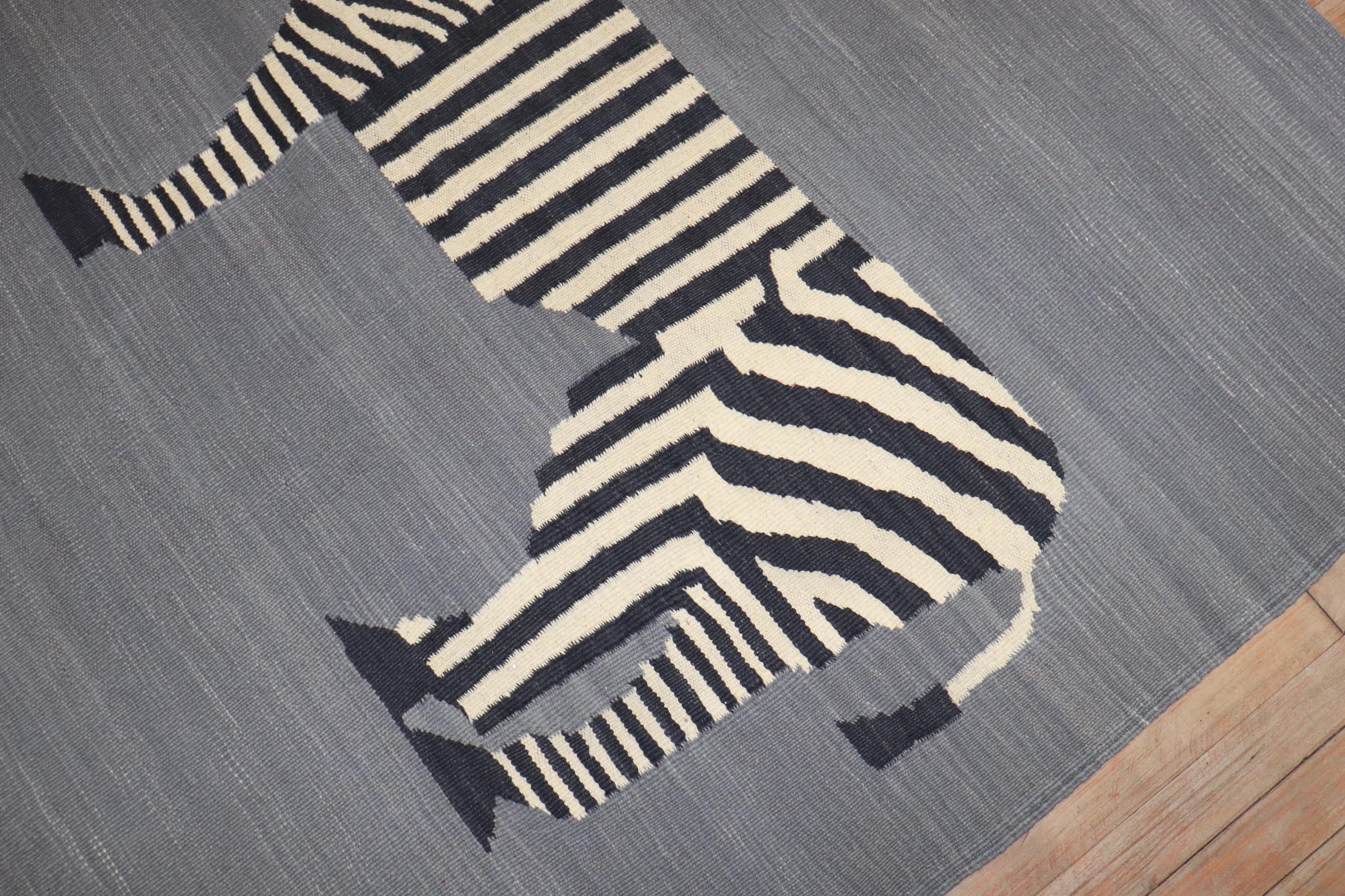 Zabihi Collection Persian Zebra Wall Hanging Soumac Square Kilim In condizioni buone in vendita a New York, NY