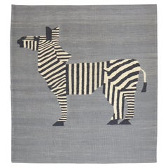 Zabihi Collection Persian Zebra Wall Hanging Soumac Square Kilim