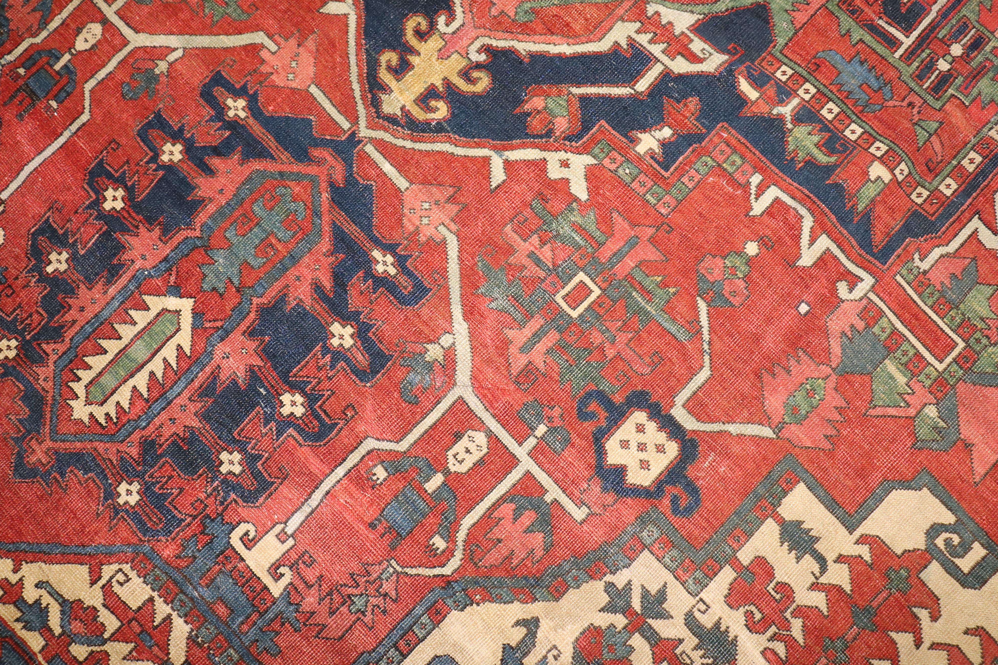 Zabihi Collection Pictorial Animal Figure Antique Persian Serapi Carpet For Sale 8