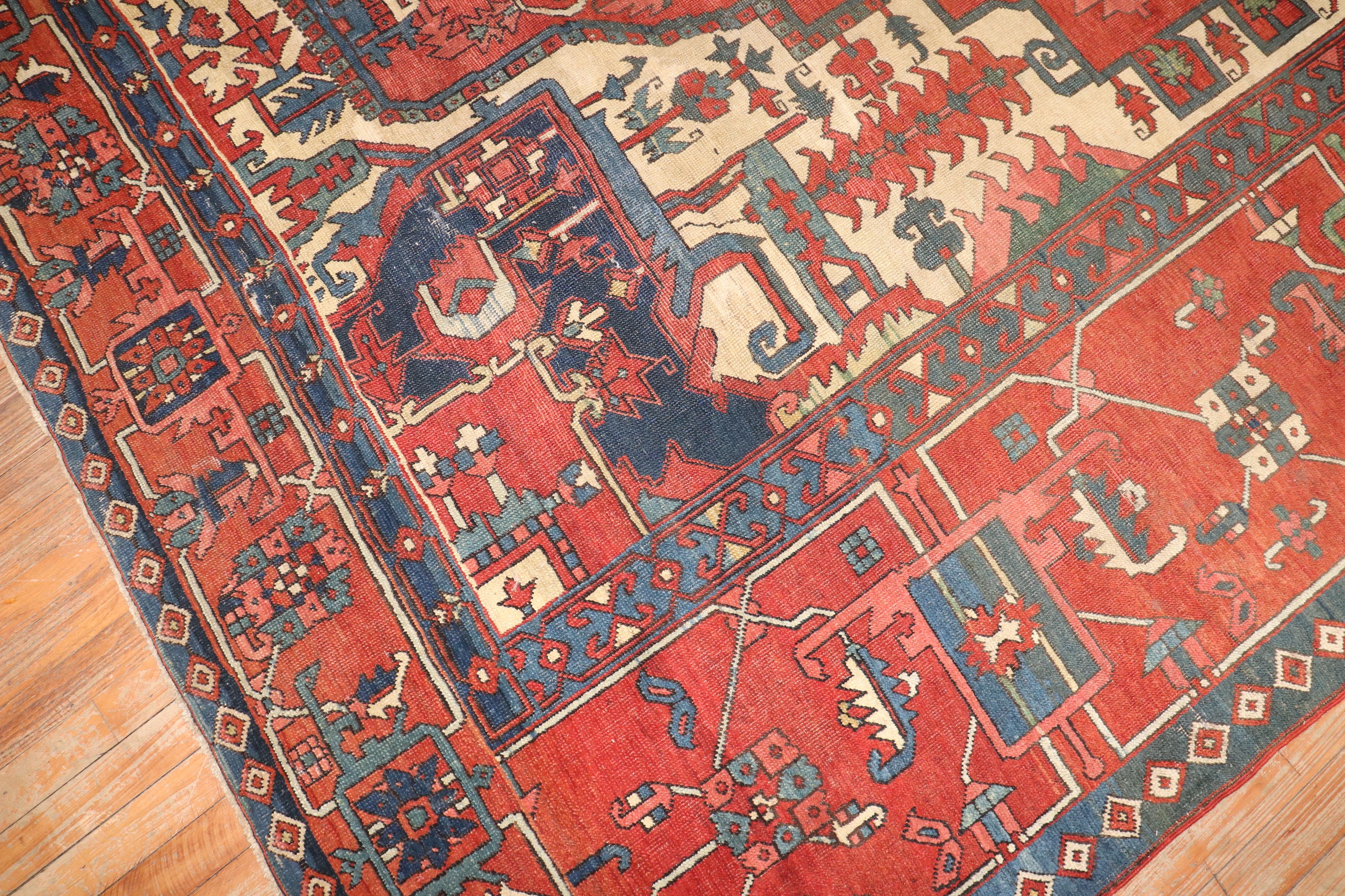 Zabihi Collection Pictorial Animal Figure Antique Persian Serapi Carpet For Sale 9