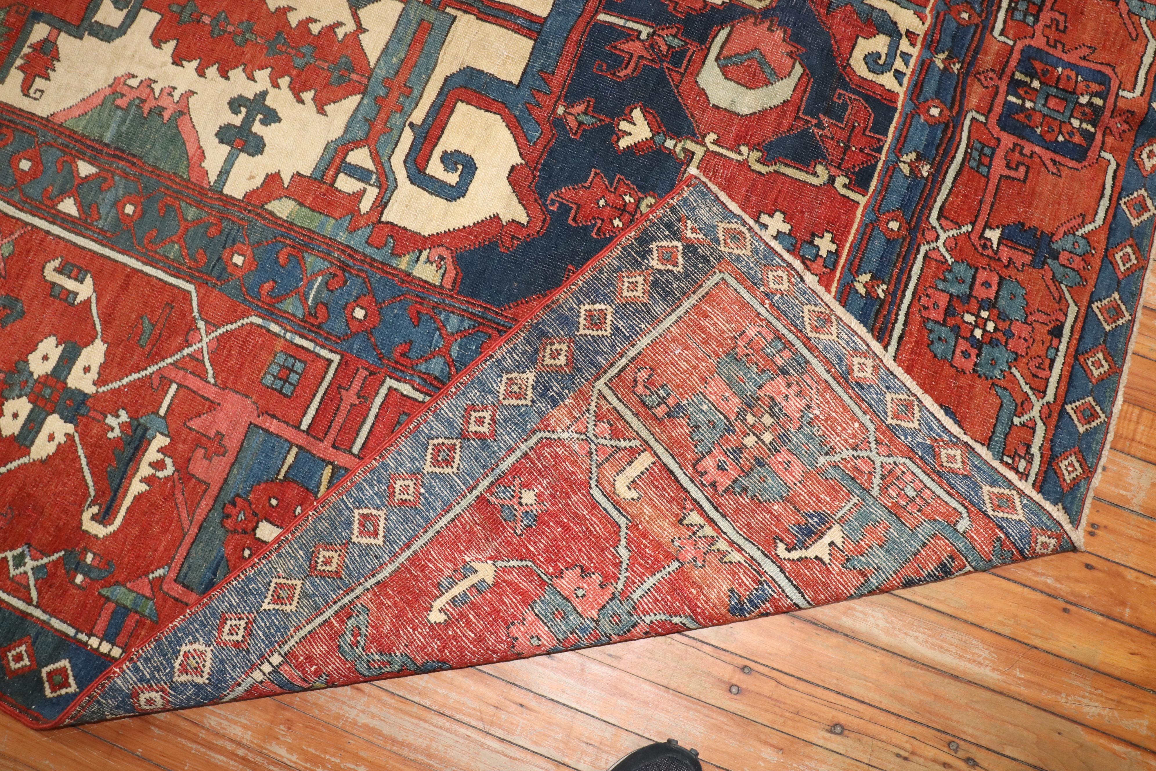 Zabihi Collection Pictorial Animal Figure Antique Persian Serapi Carpet For Sale 1