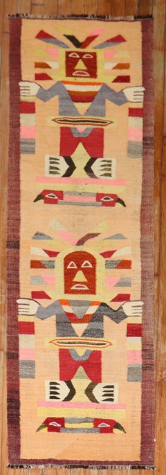 Zabihi Collection Pictorial Buddhist North African Kilim Runner