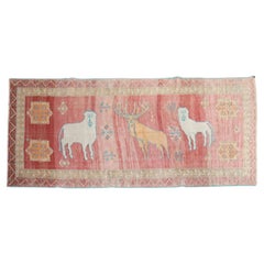 Zabihi Collection Pictorial Lion Deer Animal Rare Gallery Size Rug