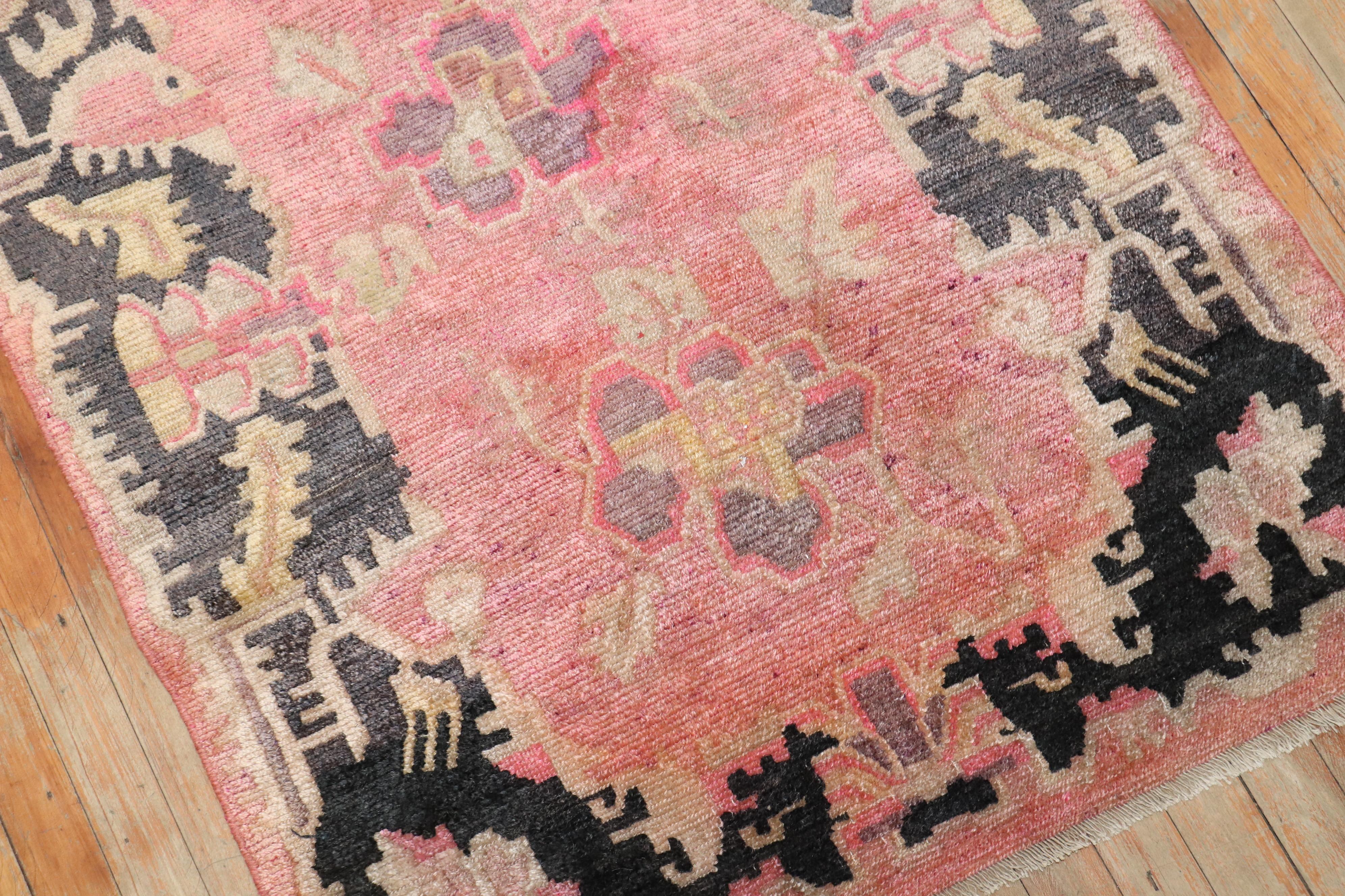 Zabihi Collection Pink Floral Tibetan Rug In Good Condition For Sale In New York, NY