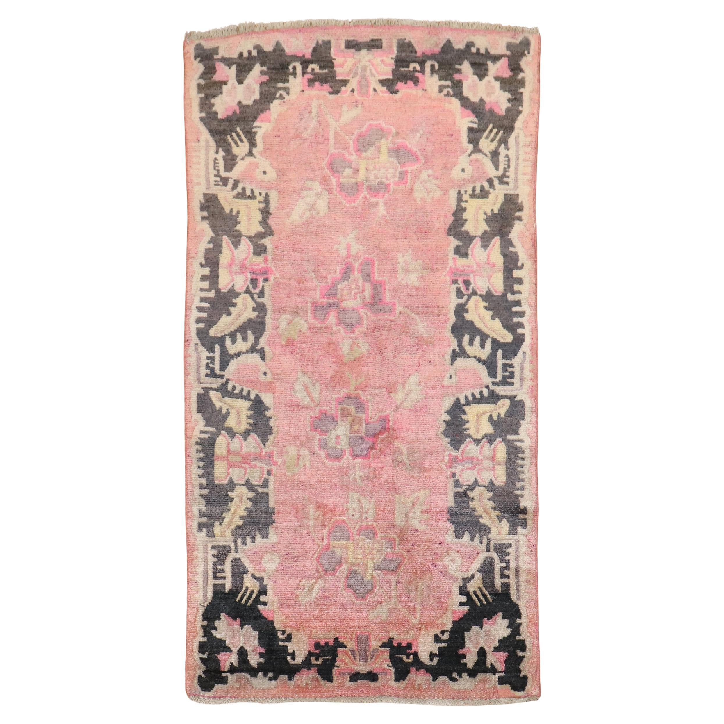Zabihi Collection Pink Floral Tibetan Rug