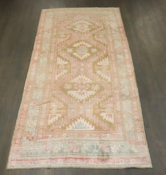 Zabihi Collection Pink Green Vintage Karabagh Gallery Size Runner