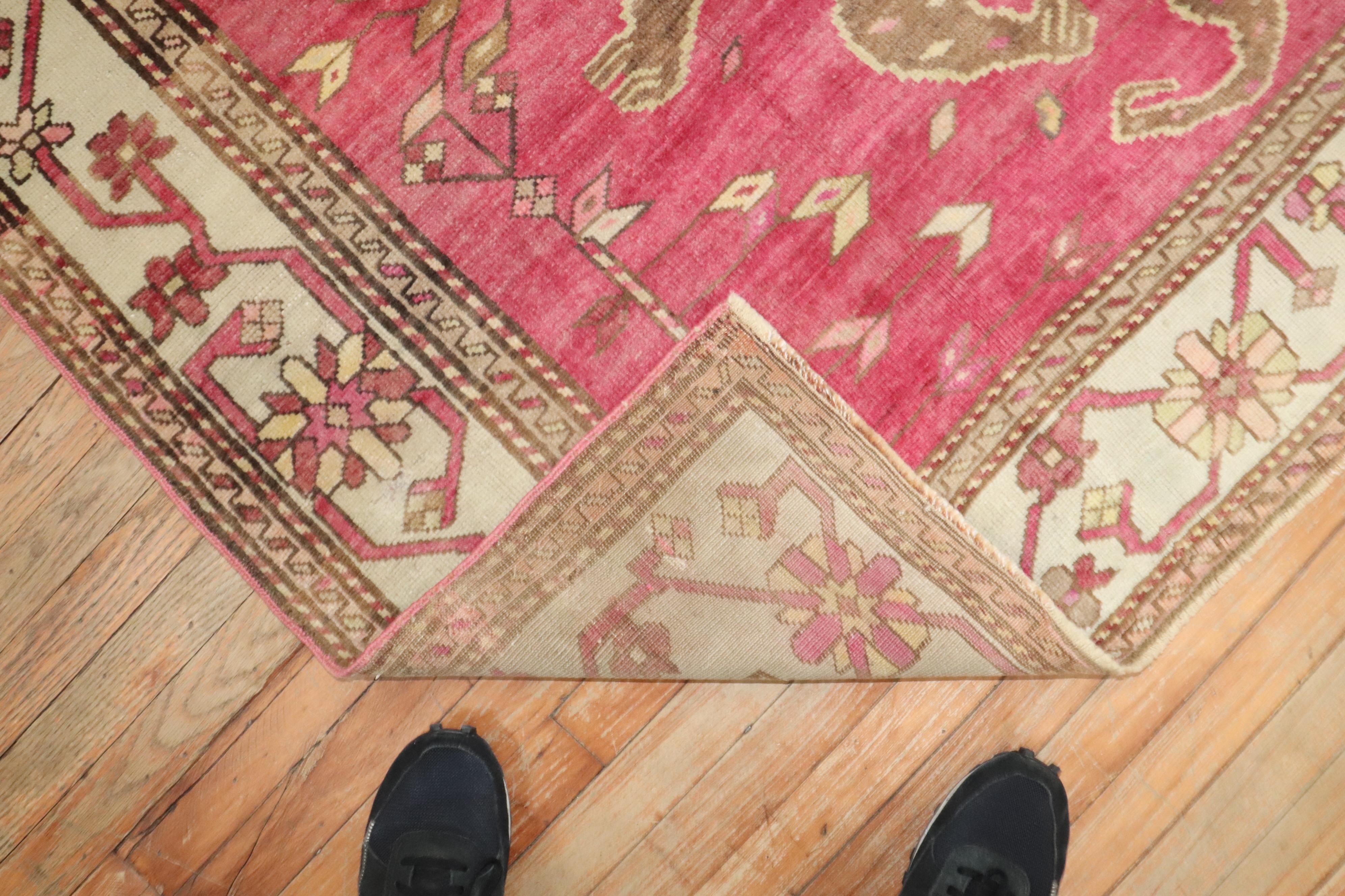 Zabihi Collection Pink Komodo Dragon Armenian Rug For Sale 3