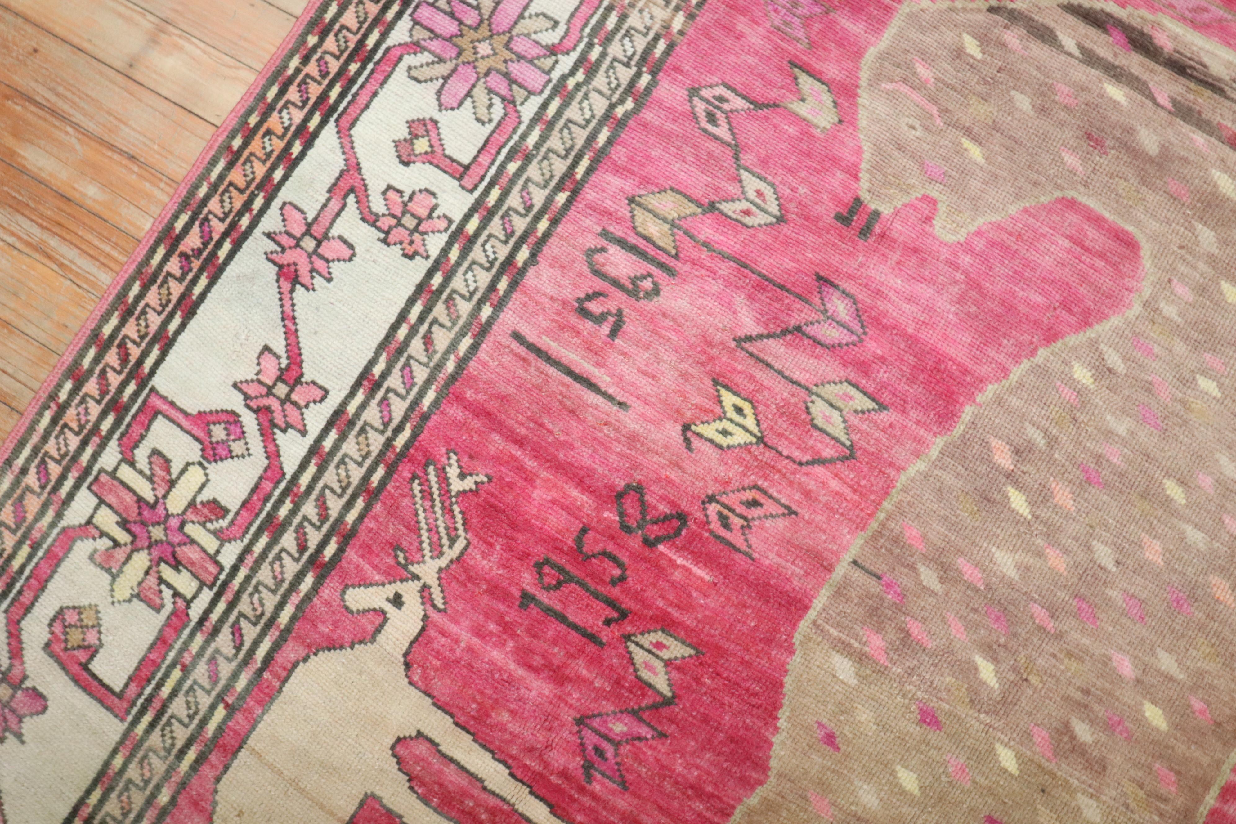 Zabihi Collection Pink Komodo Dragon Armenian Rug In Good Condition For Sale In New York, NY