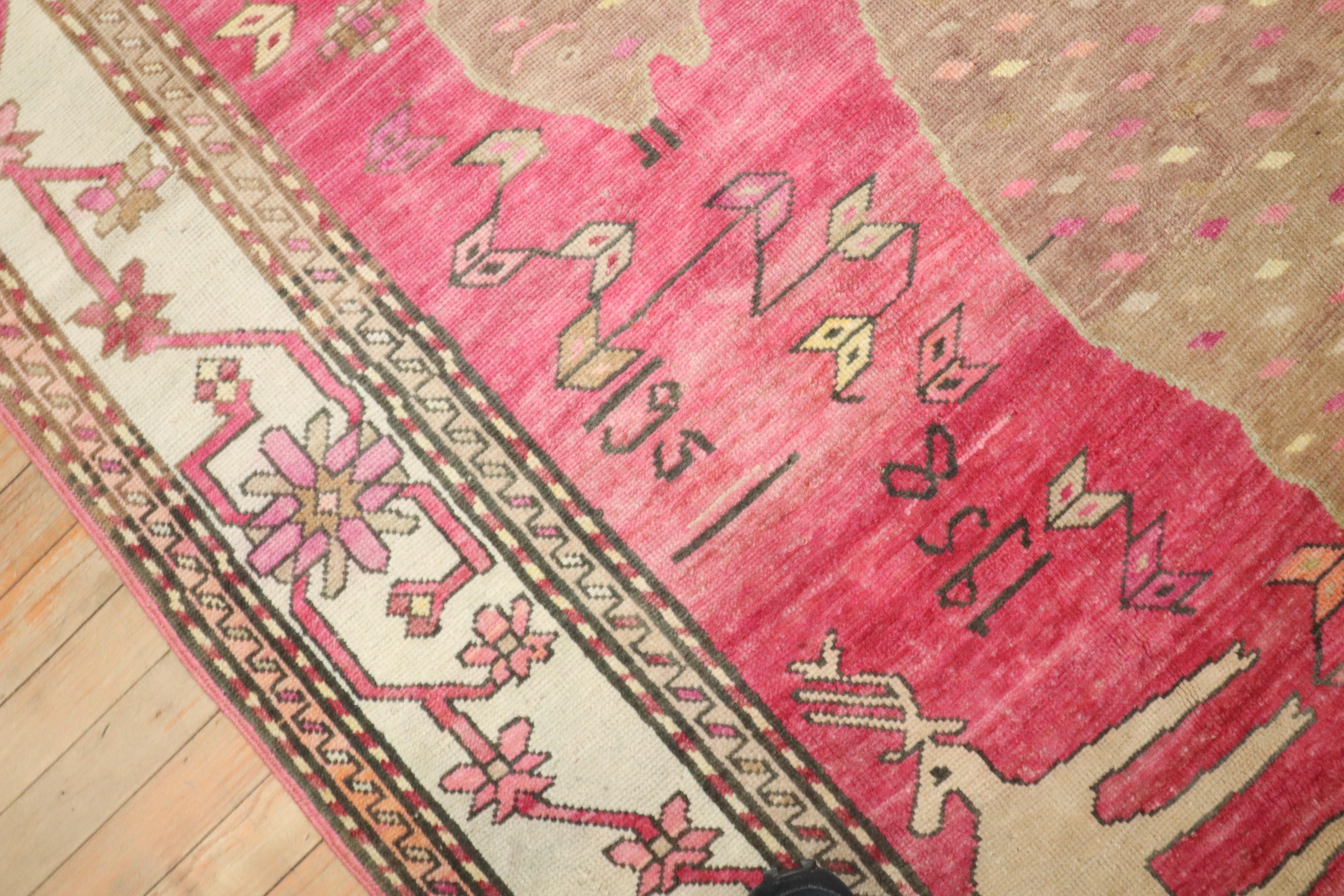 20th Century Zabihi Collection Pink Komodo Dragon Armenian Rug For Sale