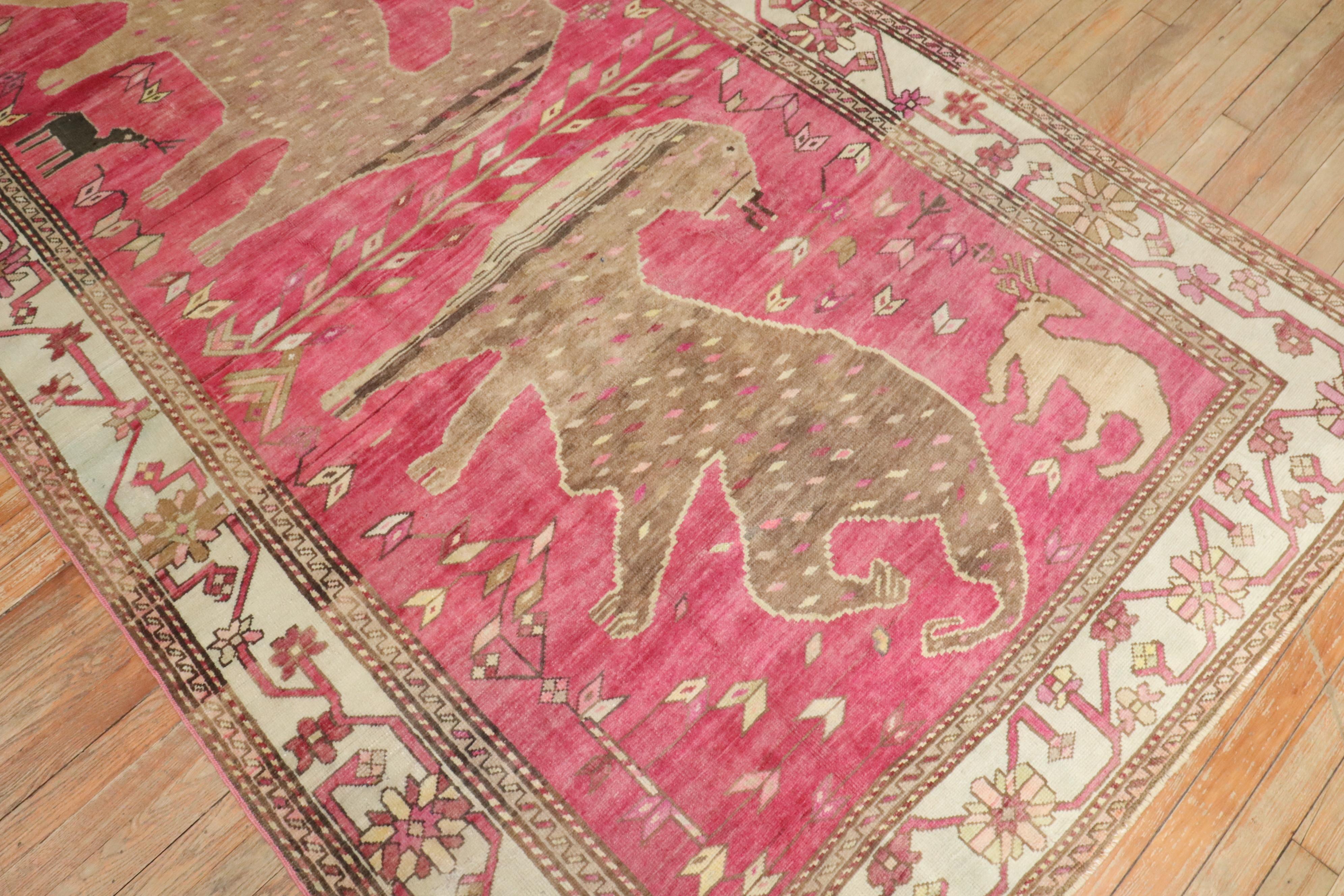 Zabihi Collection Pink Komodo Dragon Armenian Rug For Sale 2