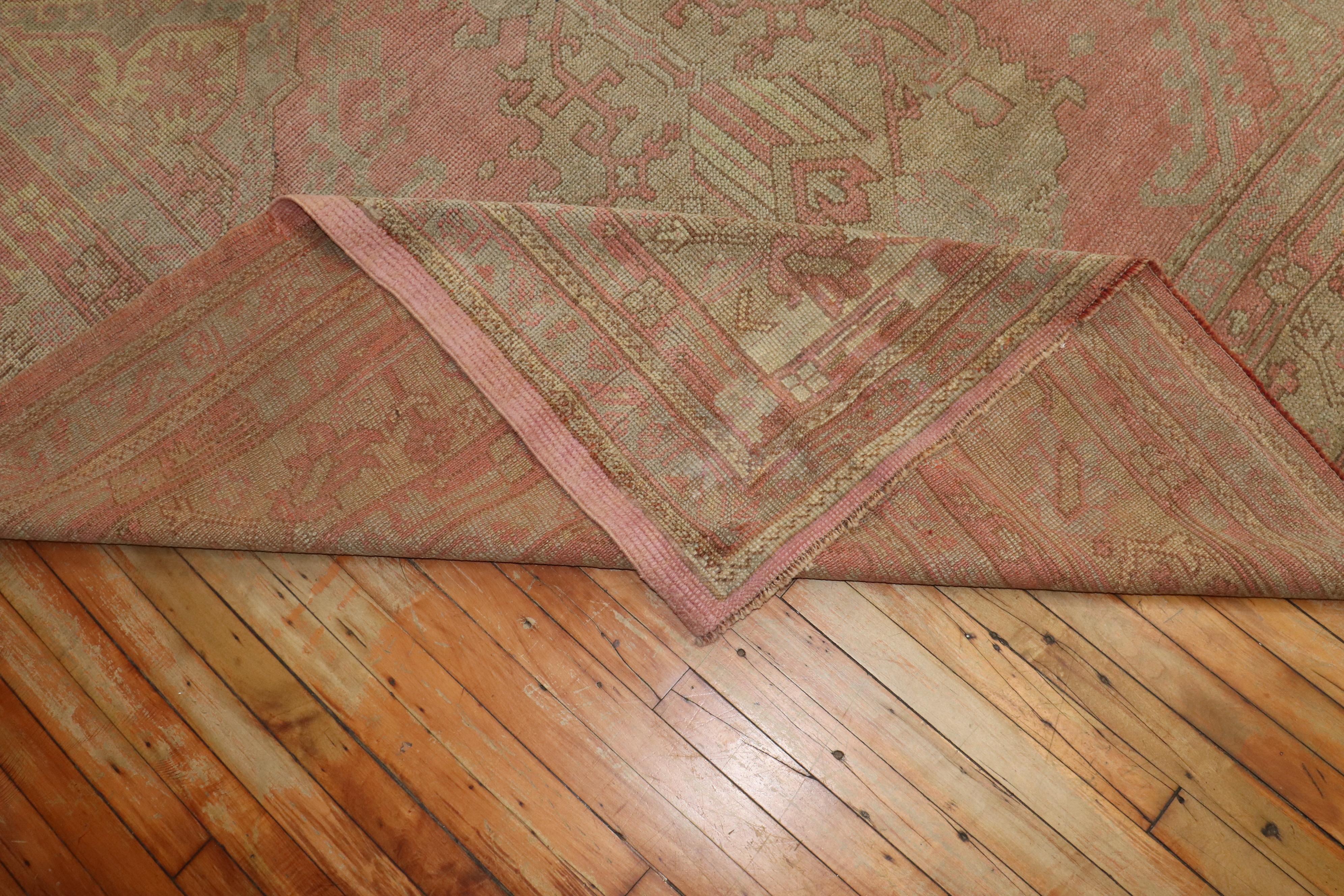 Zabihi Collection Pink Oversize Turkish Oushak Rug In Good Condition For Sale In New York, NY