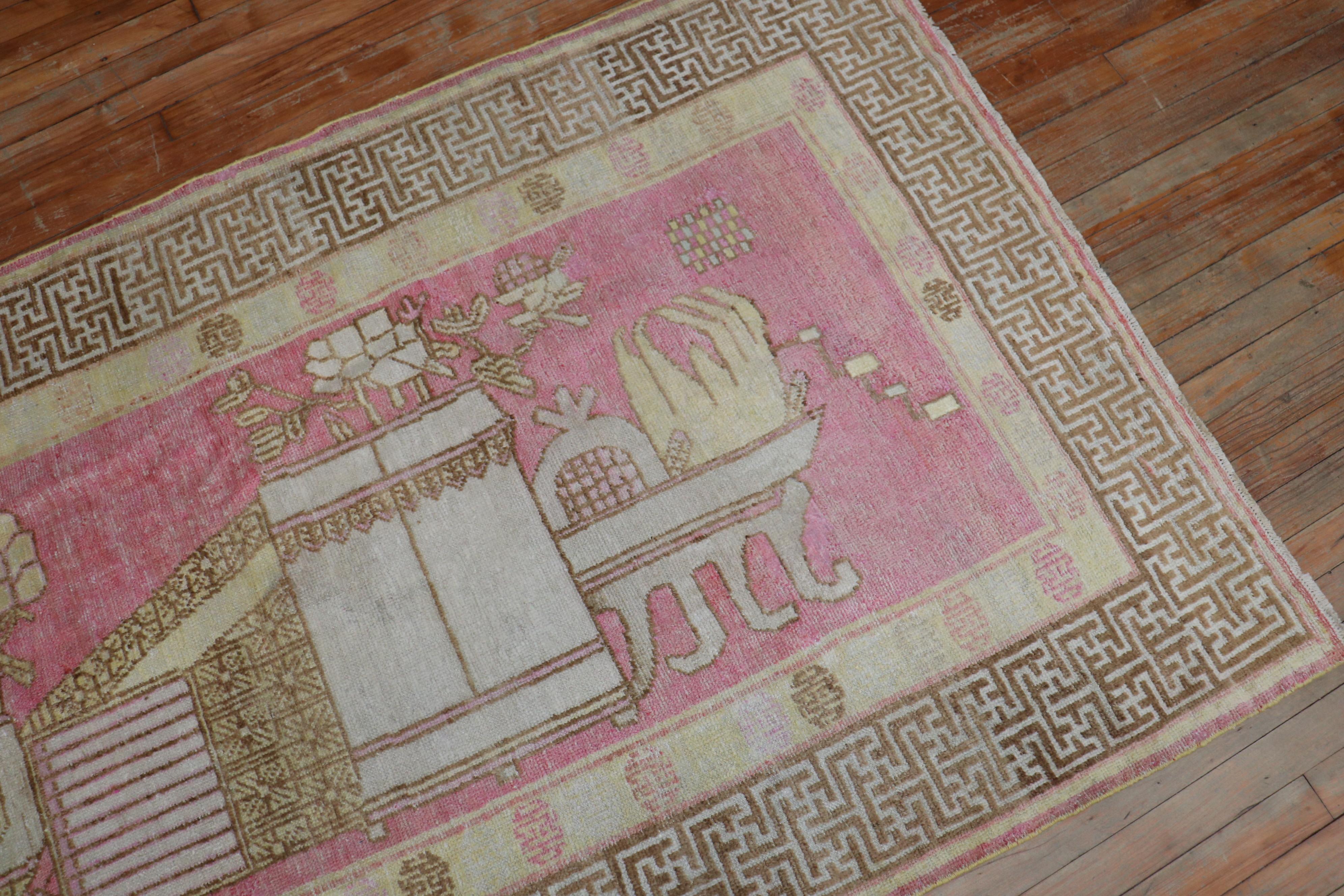 Zabihi Kollektion Rosa Vintage Khotan-Teppich im Angebot 3