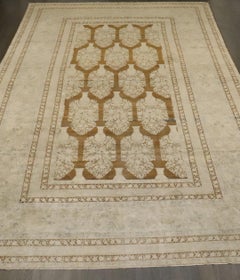 Zabihi Collection Plant Vase Brown Antique Indian Rug, 10' x 15'7''