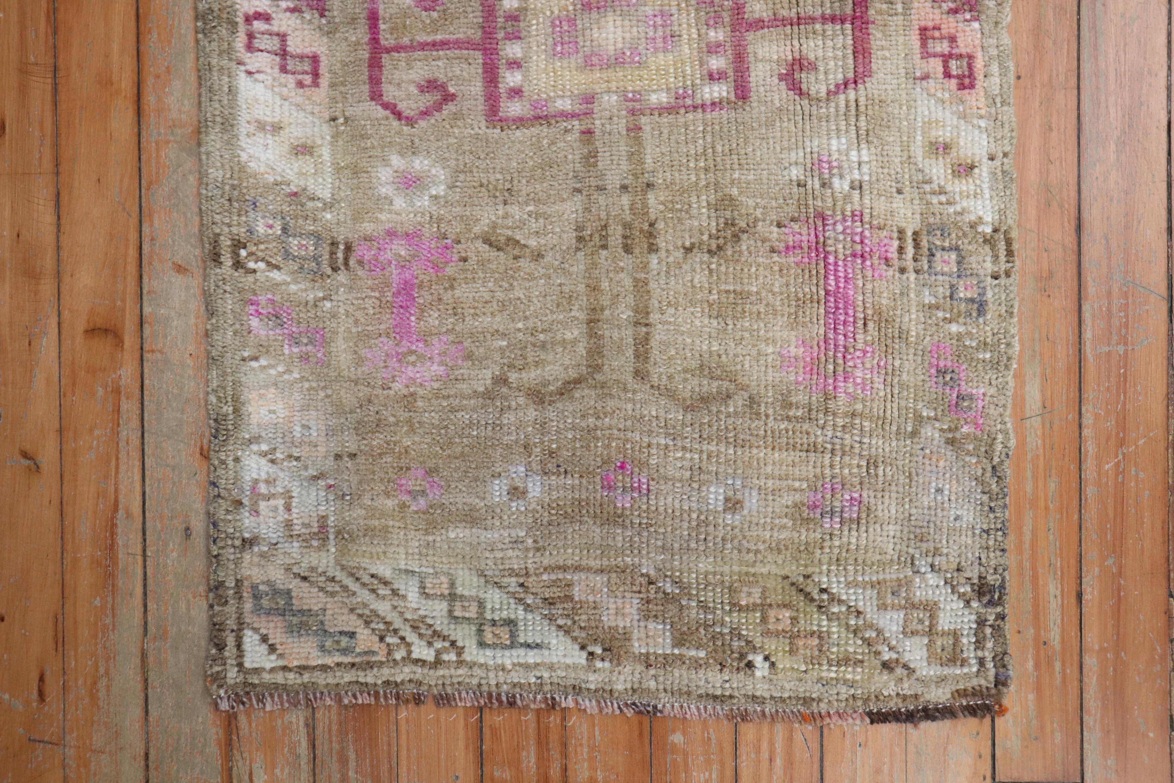 Industrial Zabihi Collection Pop of Pink Mat Size Turkish Rug For Sale