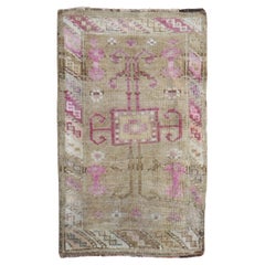 Vintage Zabihi Collection Pop of Pink Mat Size Turkish Rug