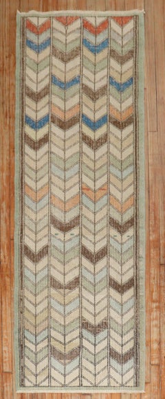 Zabihi Collection Primitive Vintage Turkish Deco Runner