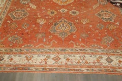 Zabihi Collection Pumpkin Orange Large Antique Turkish Oushak Rug