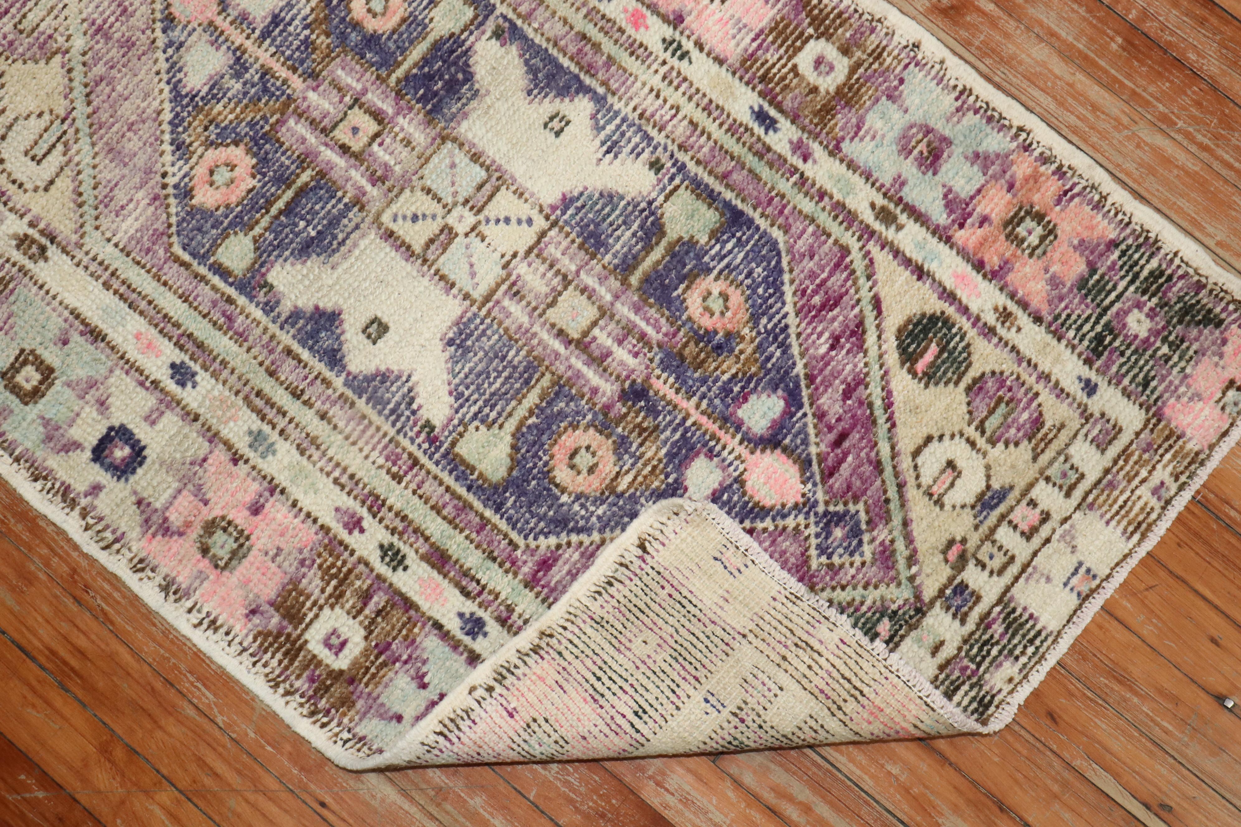 20th Century Zabihi Collection Purple Turkish Scatter Rug For Sale