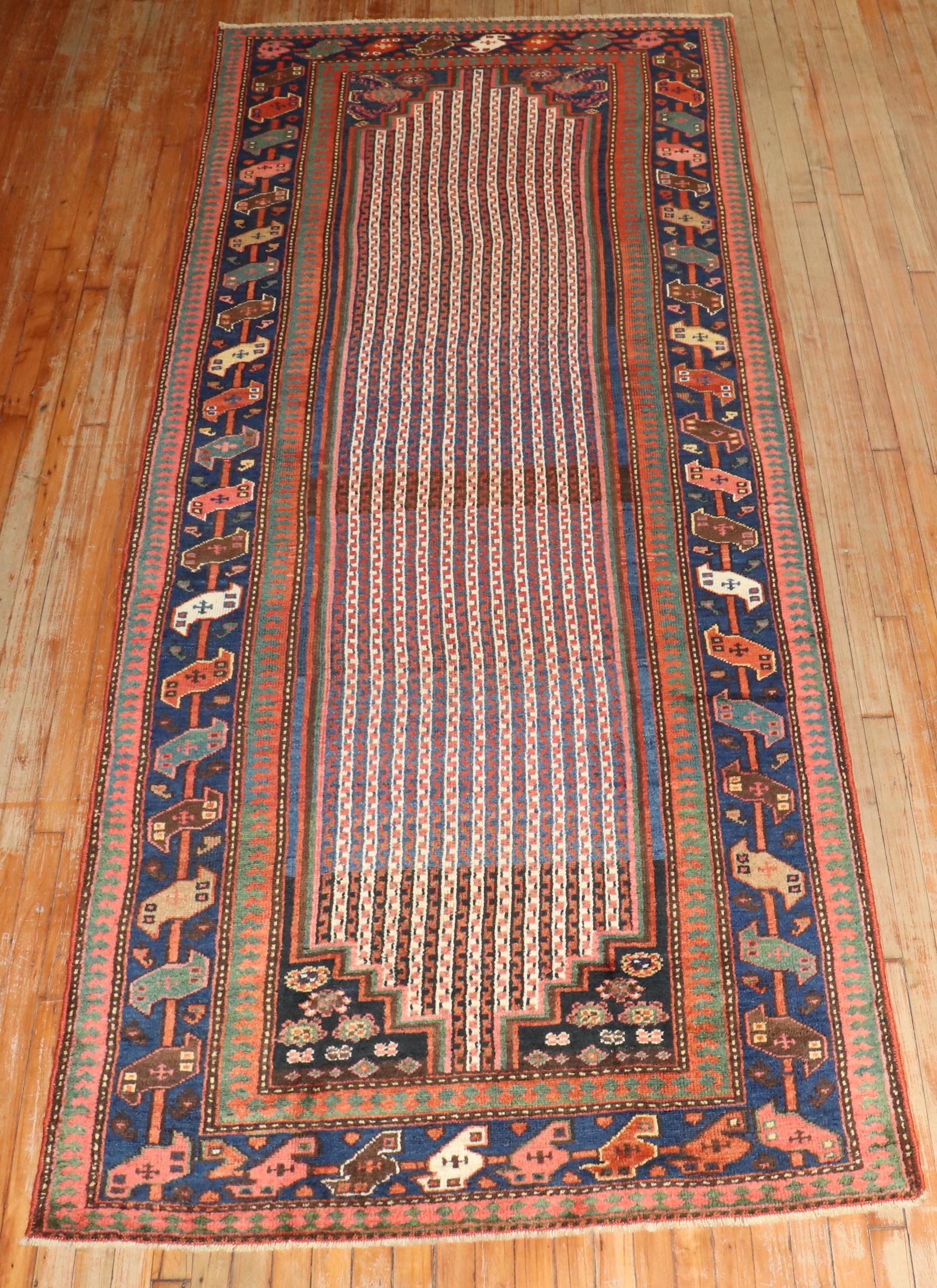  A rare wide Persian Afshar Runner from the early 20th century. Commonly found in scatter size formats , this one is a wide runner. Probably was a custom order

rug no.	j3767

size	4'5