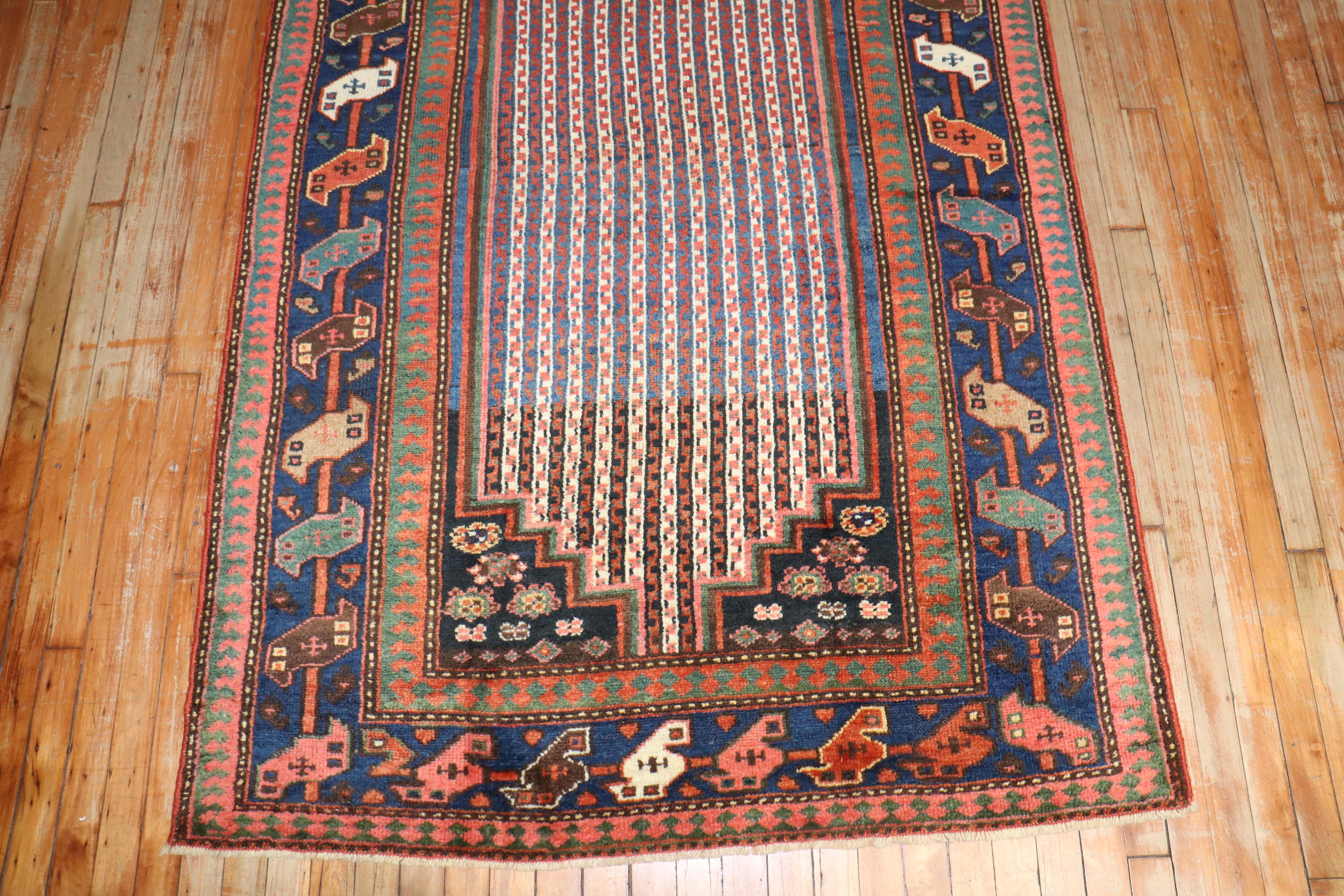American Classical Zabihi Collection Rare Antique Persian Afshar Runner For Sale
