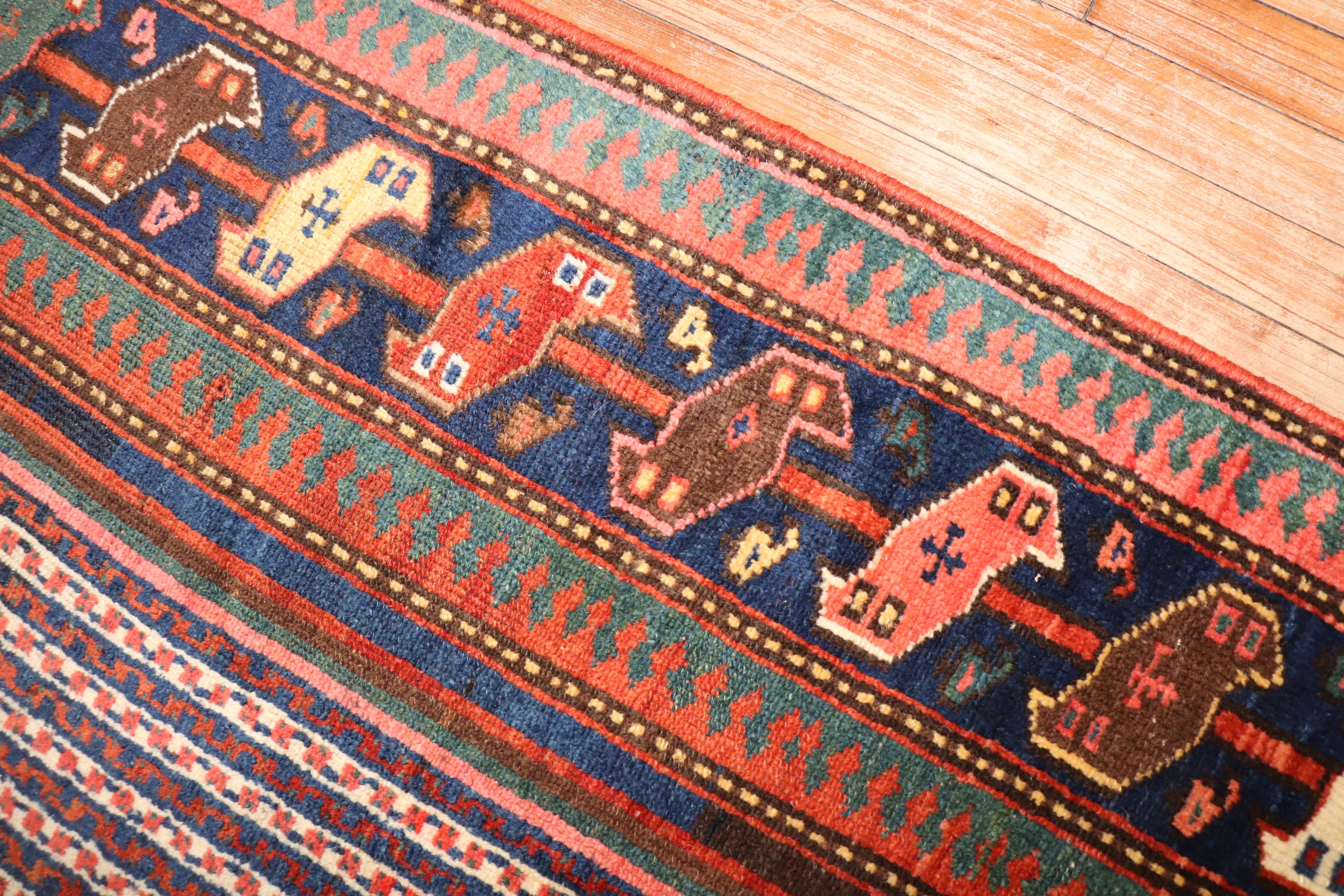 Zabihi Collection Rare Antique Persian Afshar Runner In Good Condition For Sale In New York, NY