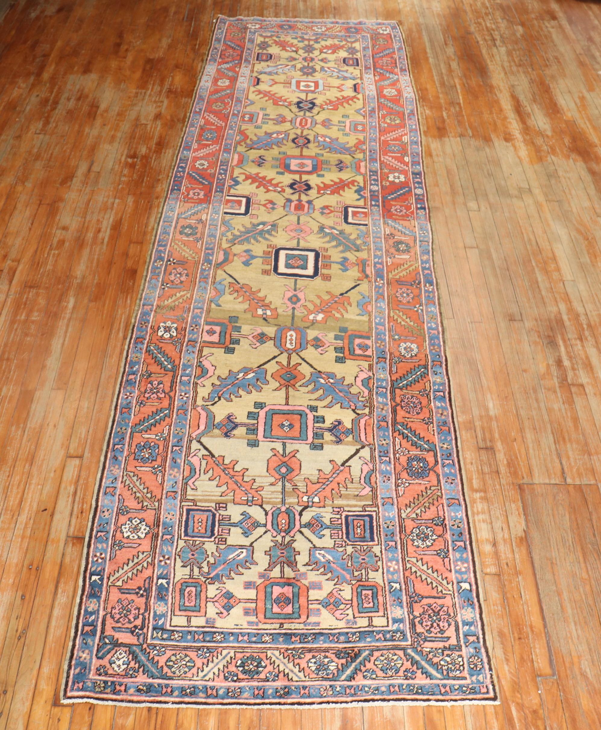 Zabihi Collection Rare Antique Persian Serapi Runner 3