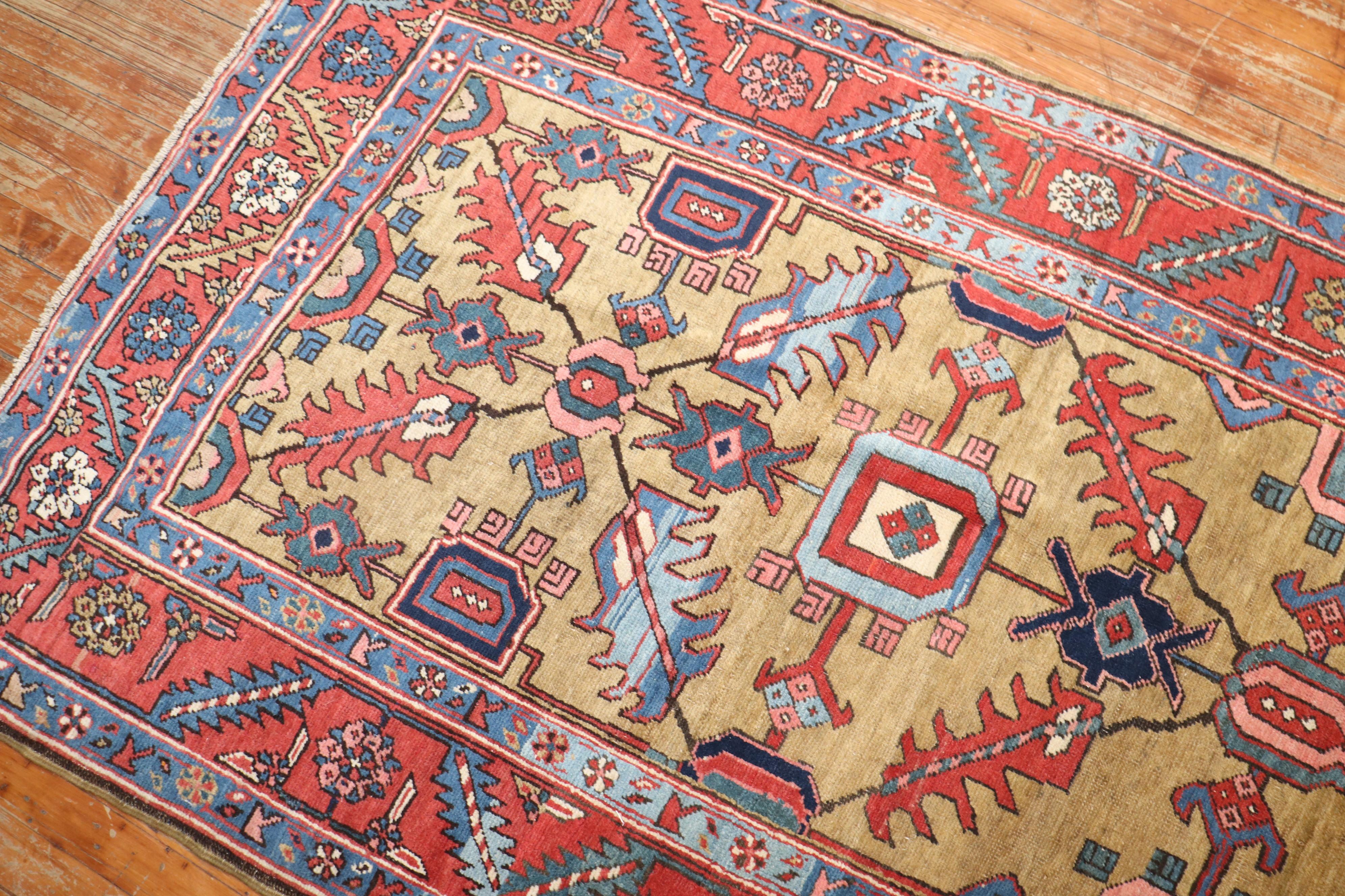 Hand-Woven Zabihi Collection Rare Antique Persian Serapi Runner