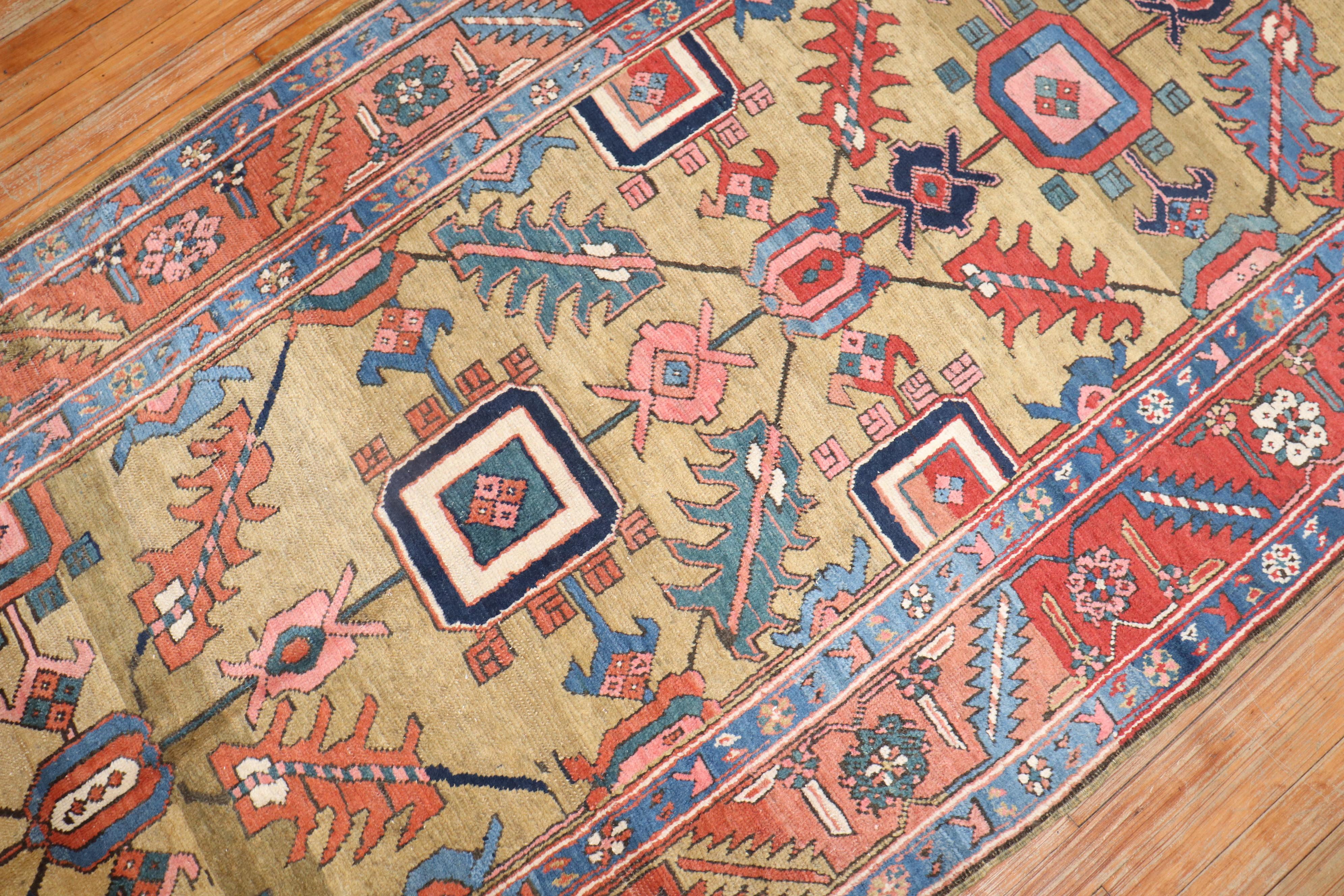 Zabihi Collection Rare Antique Persian Serapi Runner 1