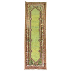 Zabihi Collection Rare Lime Green Antique Persian Runner