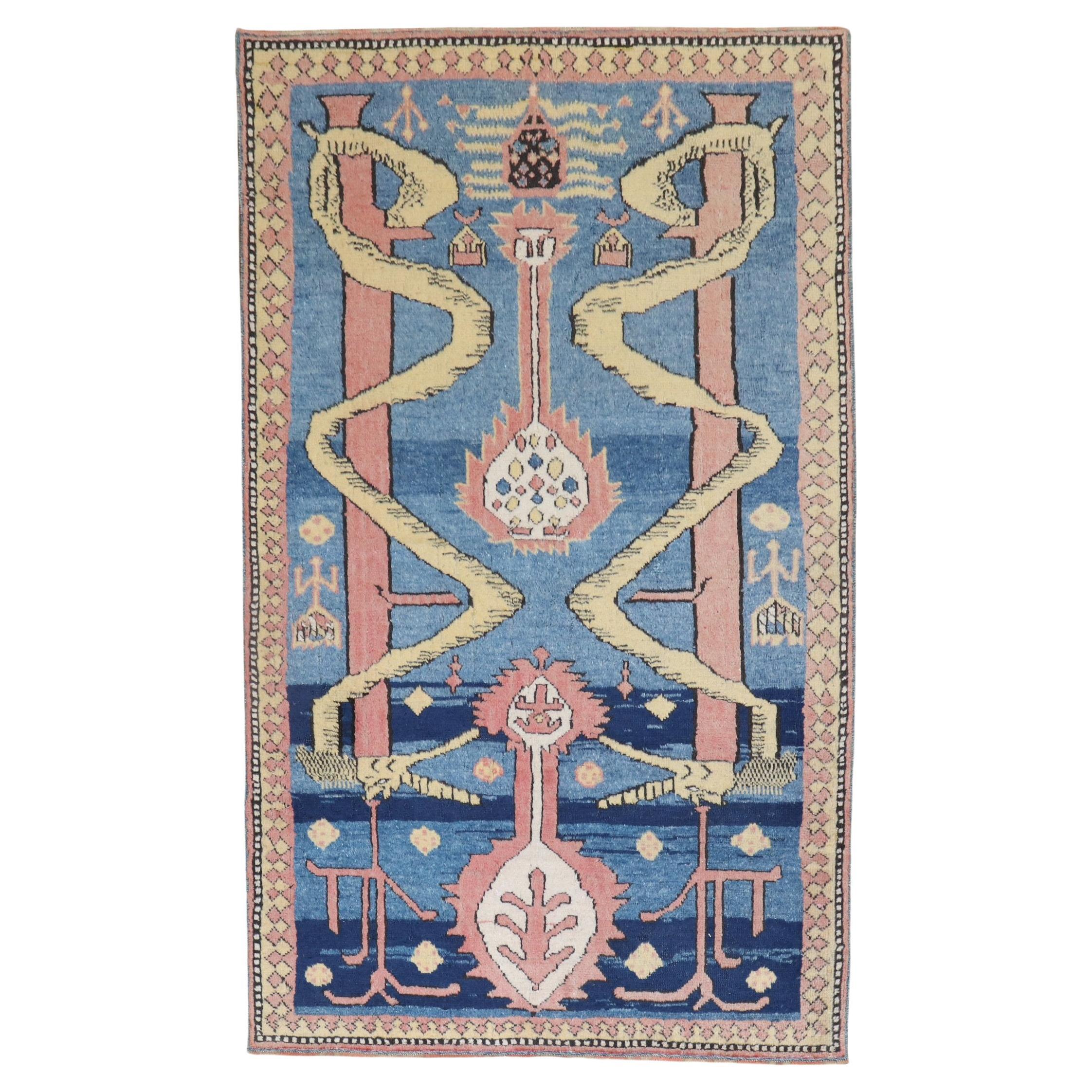 Tapis turc vintage rare à motif de serpent, collection Zabihi en vente