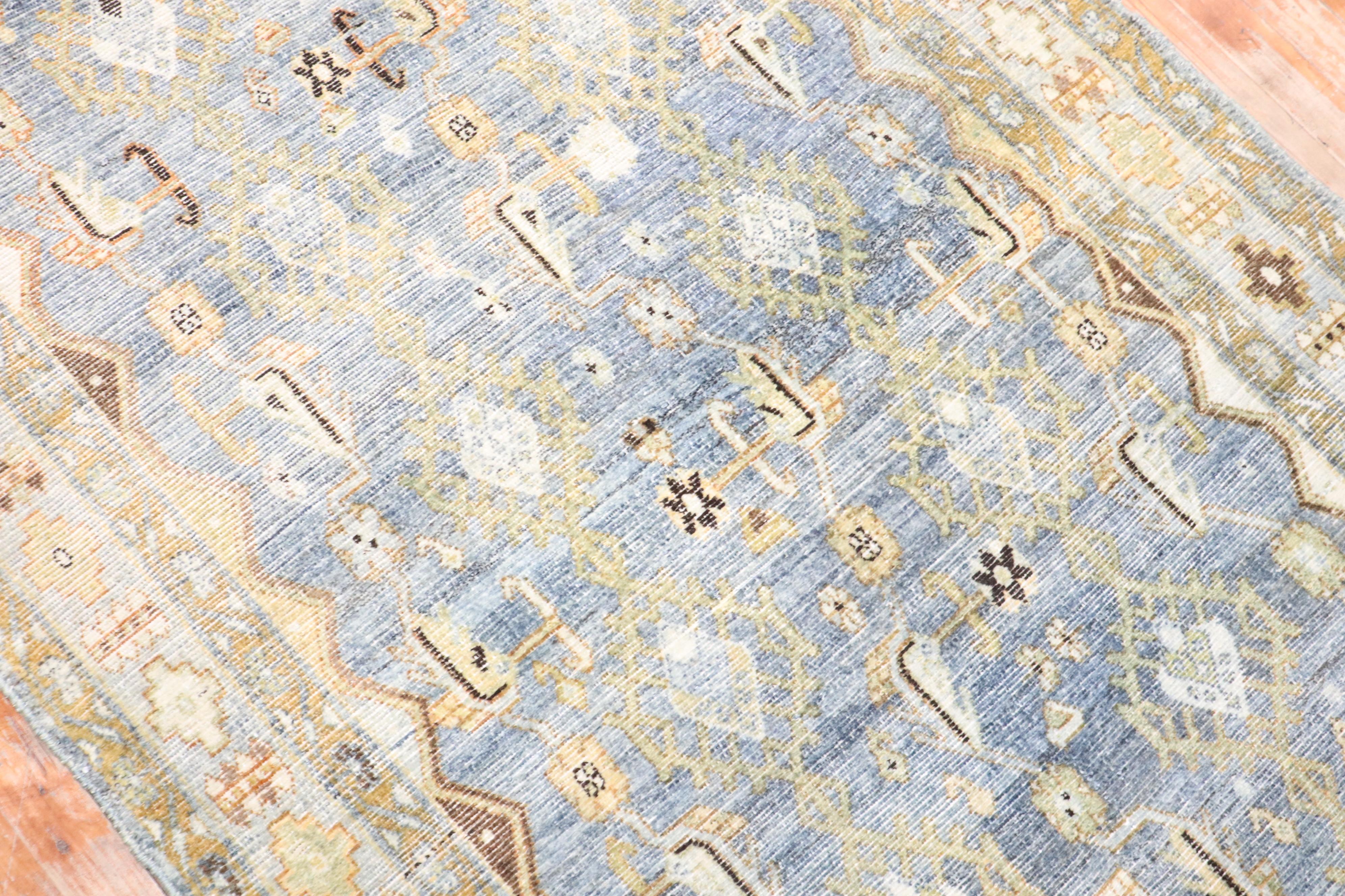 Description
1920s Persian Malayer Runner in pretty blues and some chartreuse blended in

Details
rug no.	j3992
size	3' 8