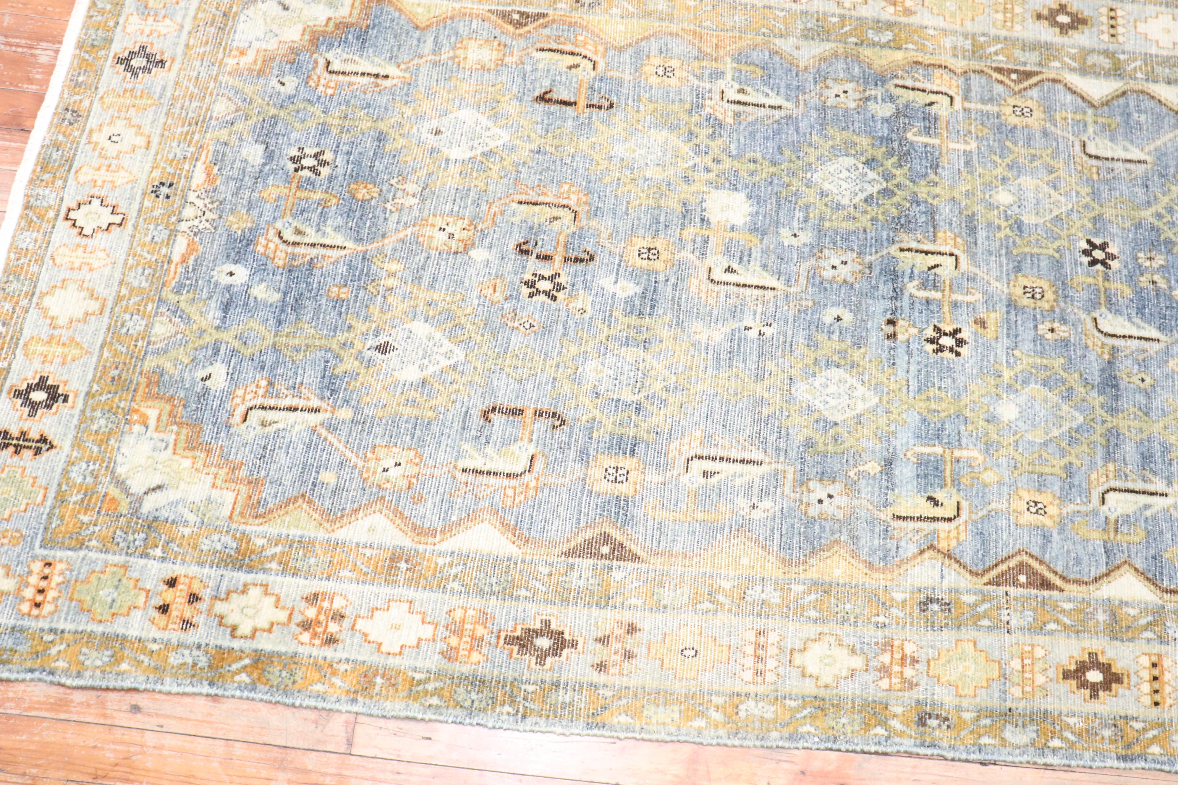 Zabihi Collection Rare Wide Long Green Antique Persian Malayer Runner For Sale 3