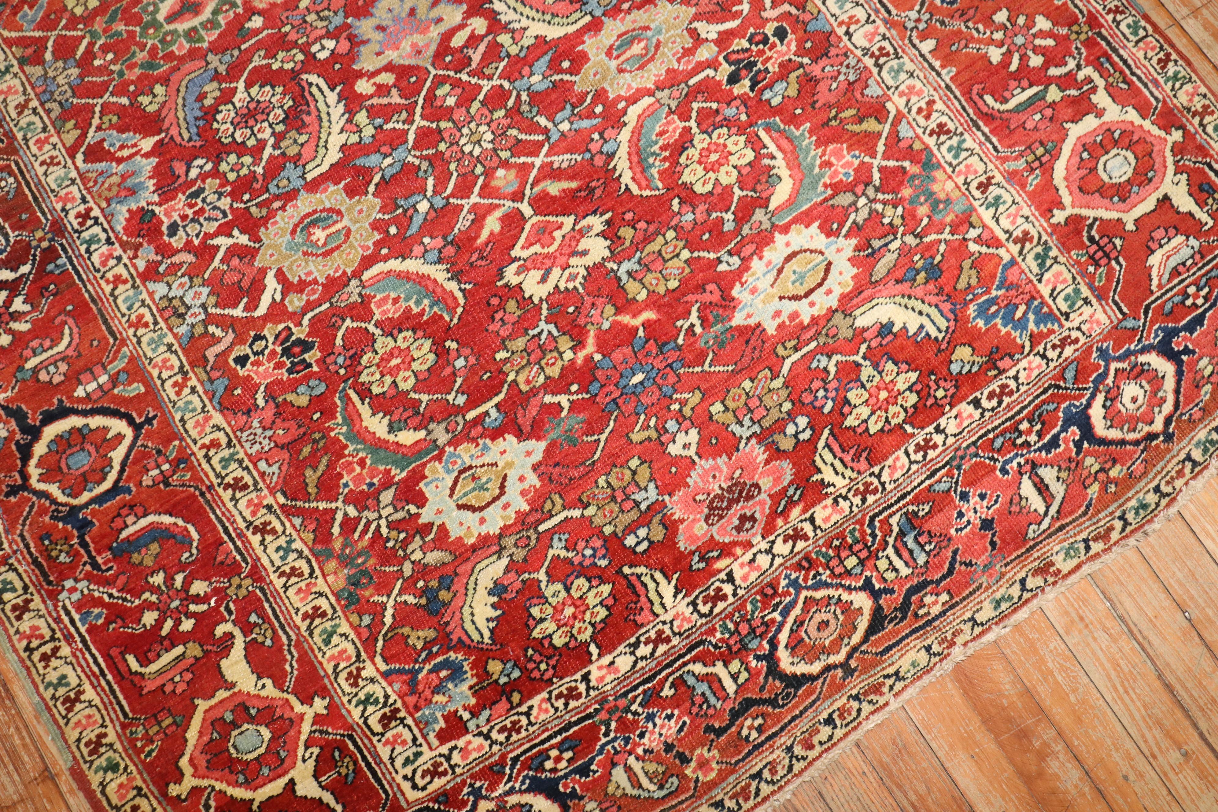 Heriz Serapi Zabihi Collection Red Antique Persian Serapi Rug For Sale