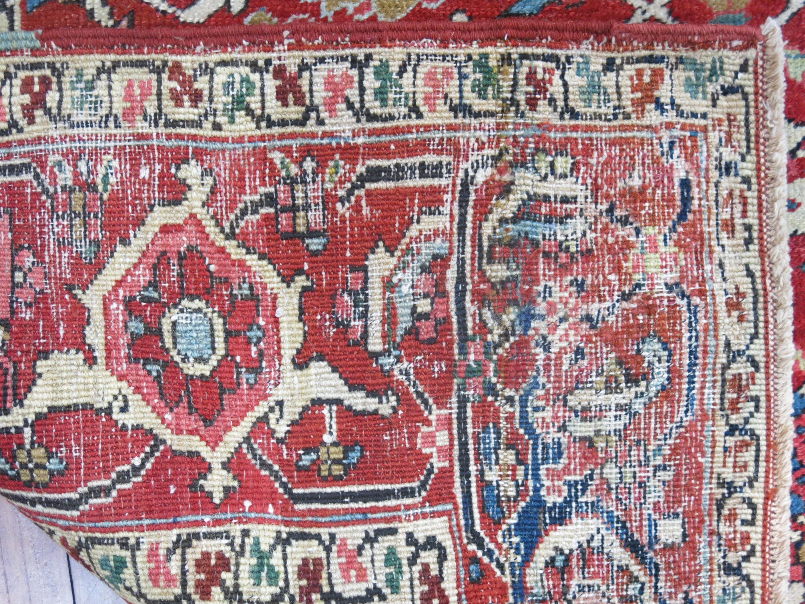 Hand-Woven Zabihi Collection Red Antique Persian Serapi Rug For Sale