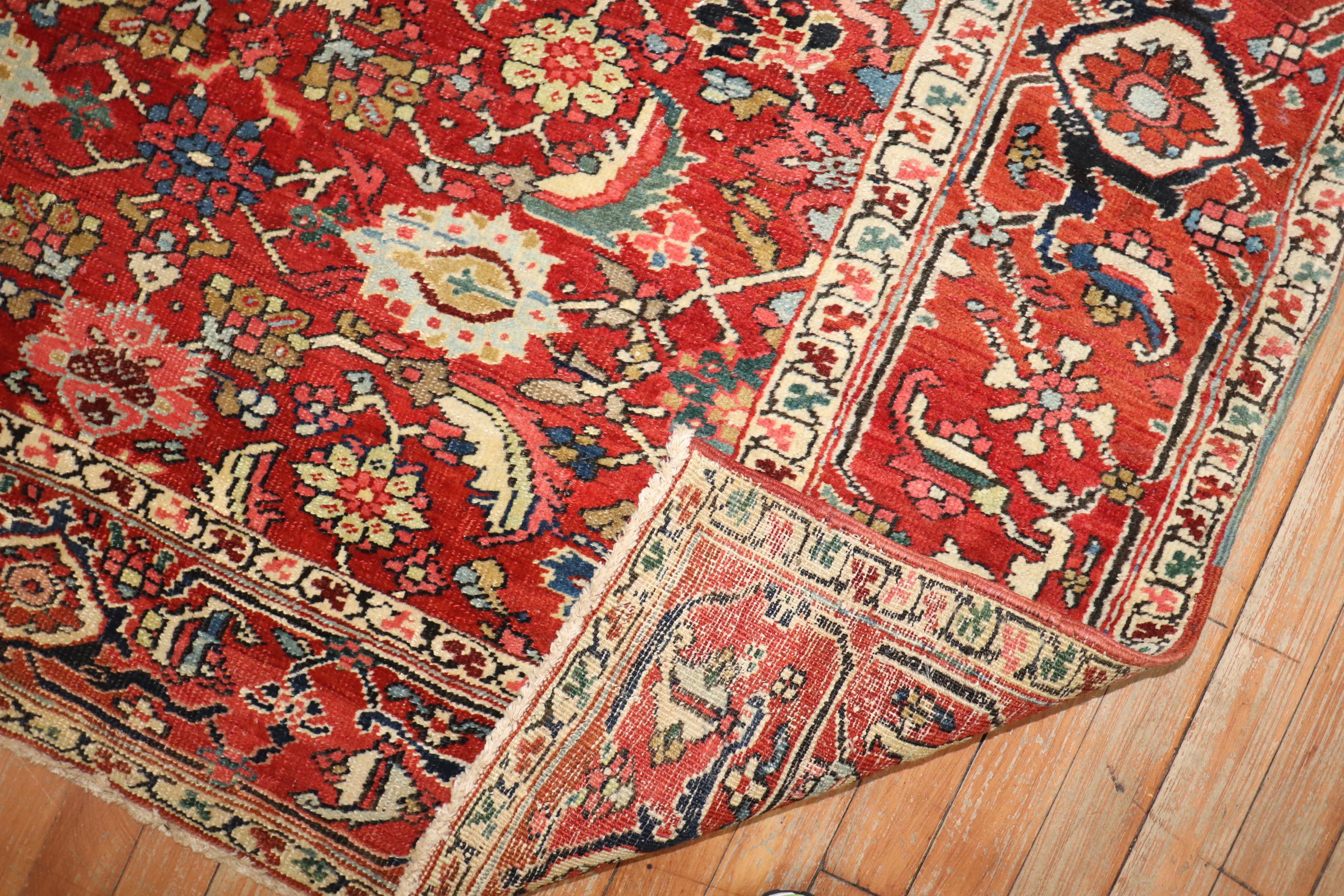 Zabihi Collection Red Antique Persian Serapi Rug In Good Condition For Sale In New York, NY