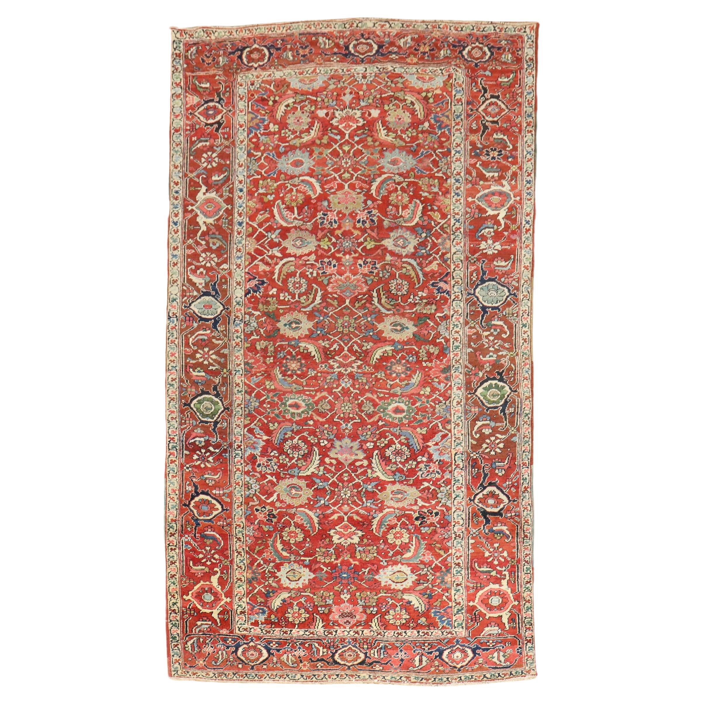 Zabihi Collection Red Antique Persian Serapi Rug For Sale