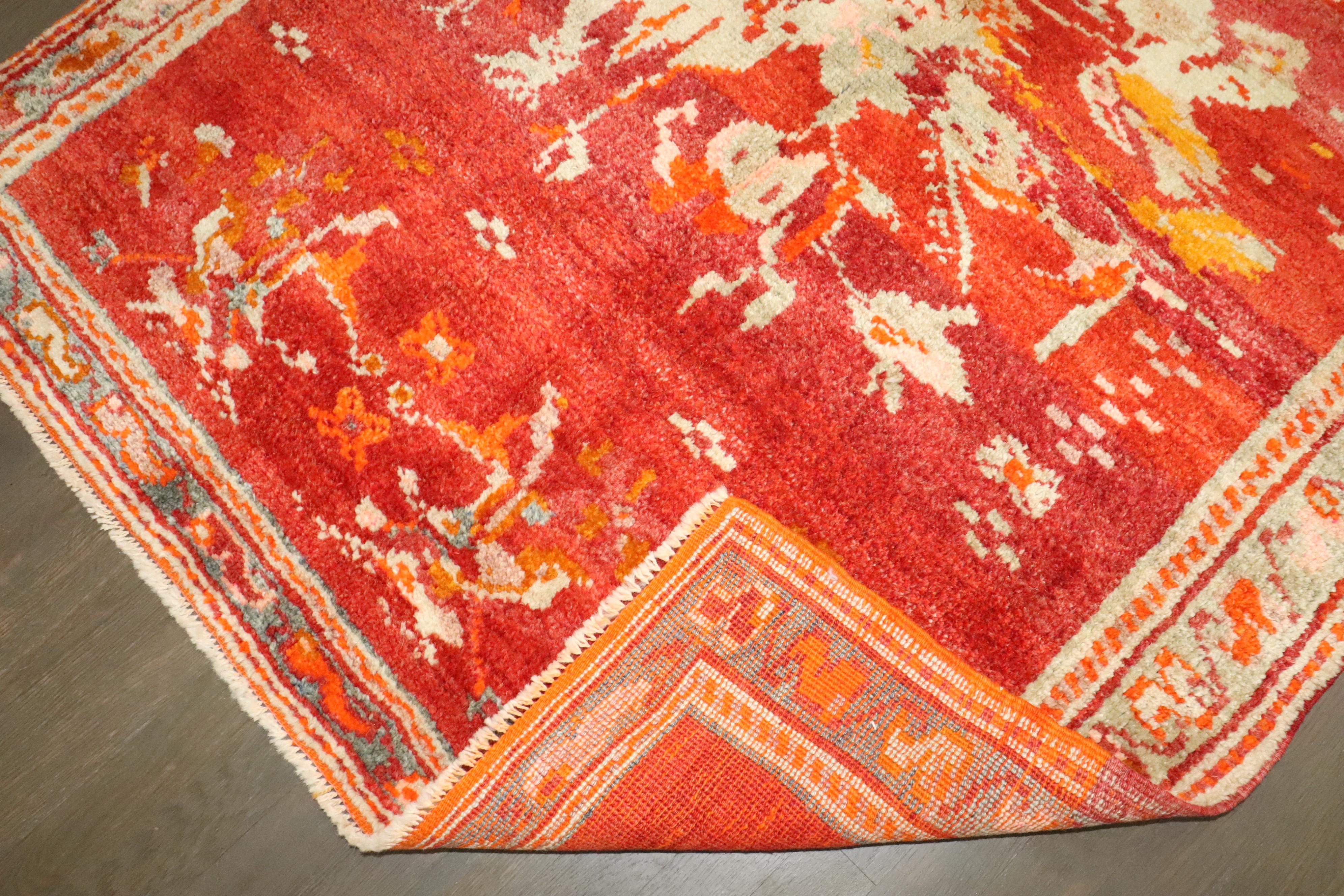 Tessuto a mano Tappeto Zabihi Collectional Rosso Antico Turco Ghiordes Flower Power in vendita