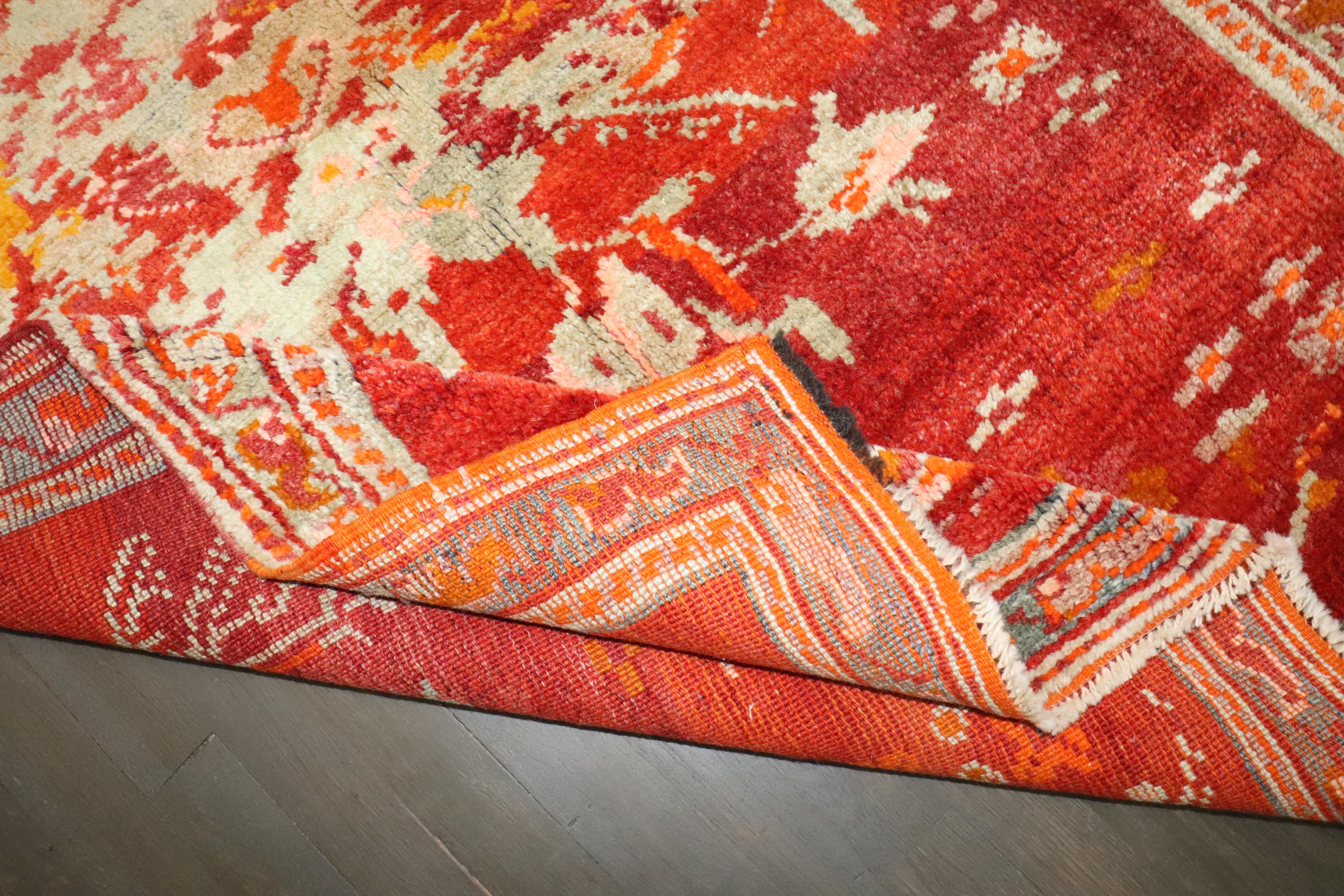 Lana Tappeto Zabihi Collectional Rosso Antico Turco Ghiordes Flower Power in vendita