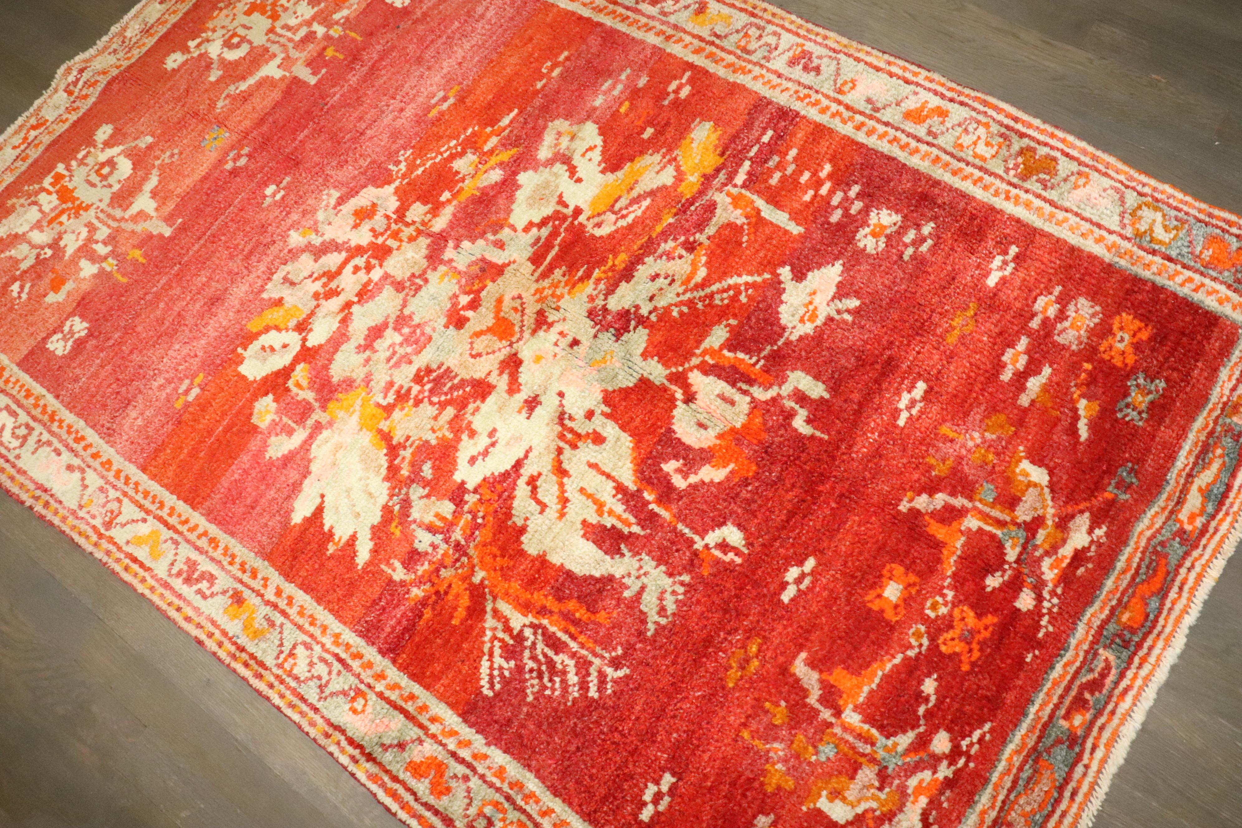 Tappeto Zabihi Collectional Rosso Antico Turco Ghiordes Flower Power in vendita 1