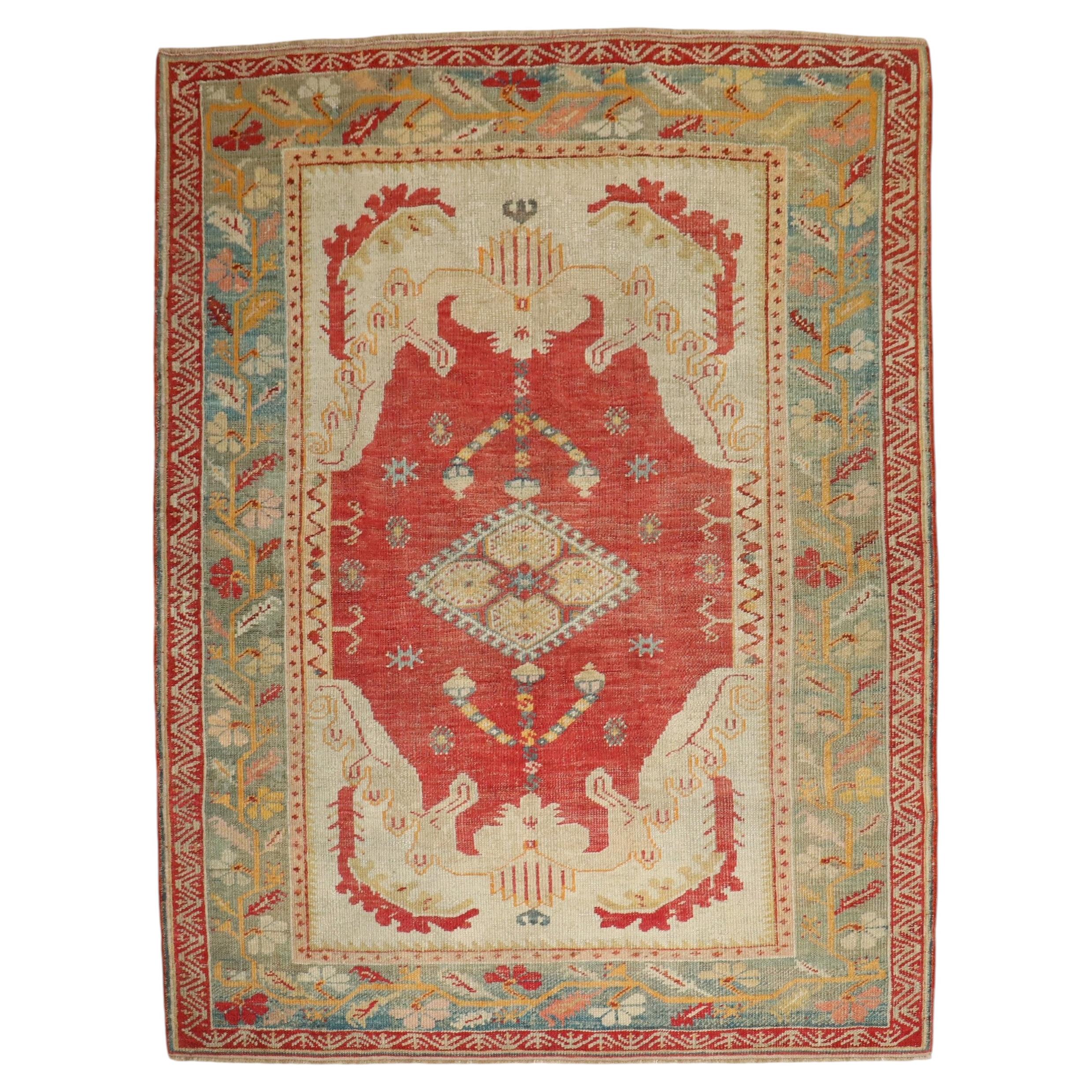 Zabihi Collection Red Antique Turkish Ghiordes Rug, 5'7'' x 6'11''